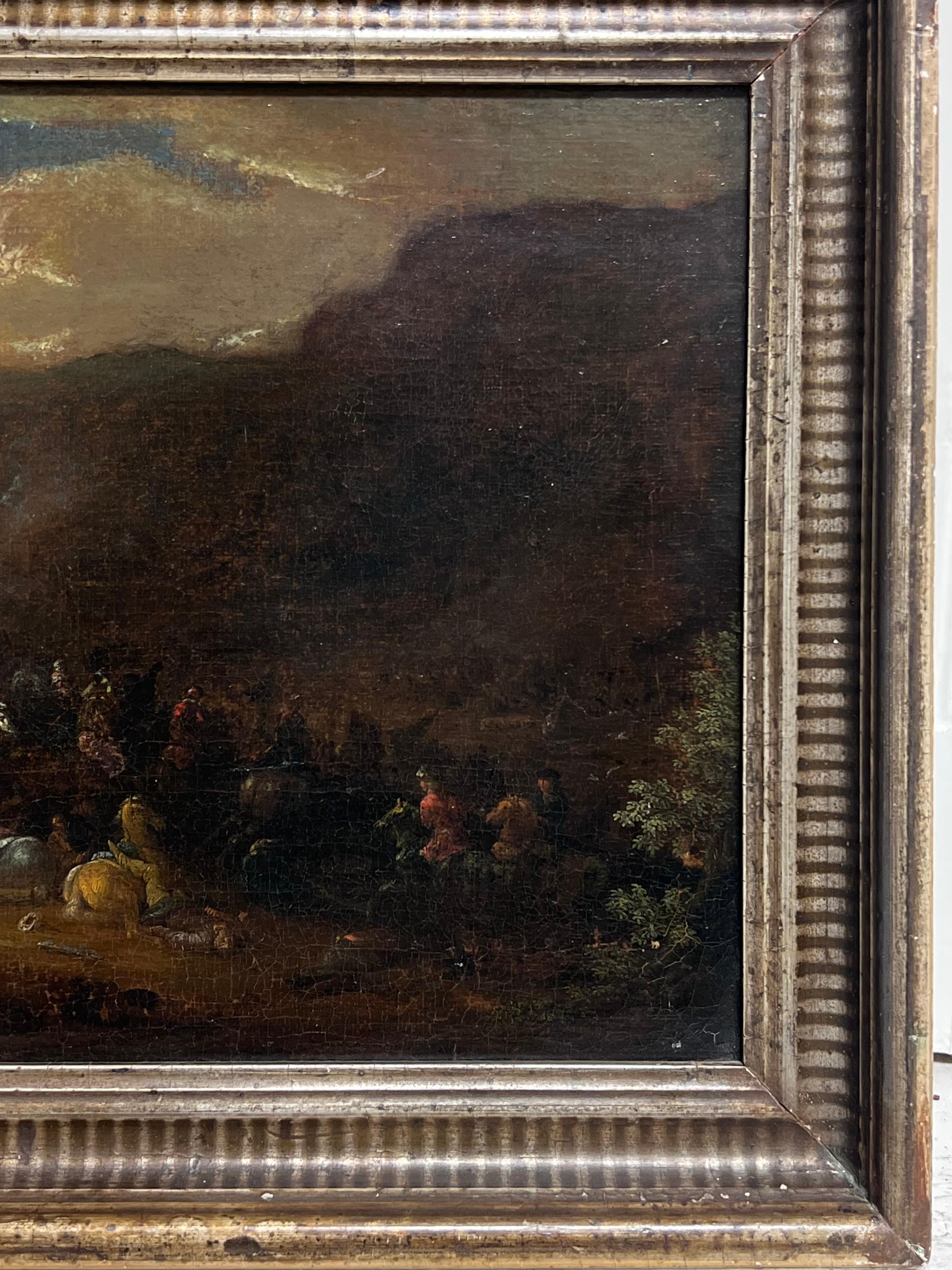 Fine 17th Century Flemish Oil Painting Cavalry Skirmish Many Figures & Horses im Angebot 2