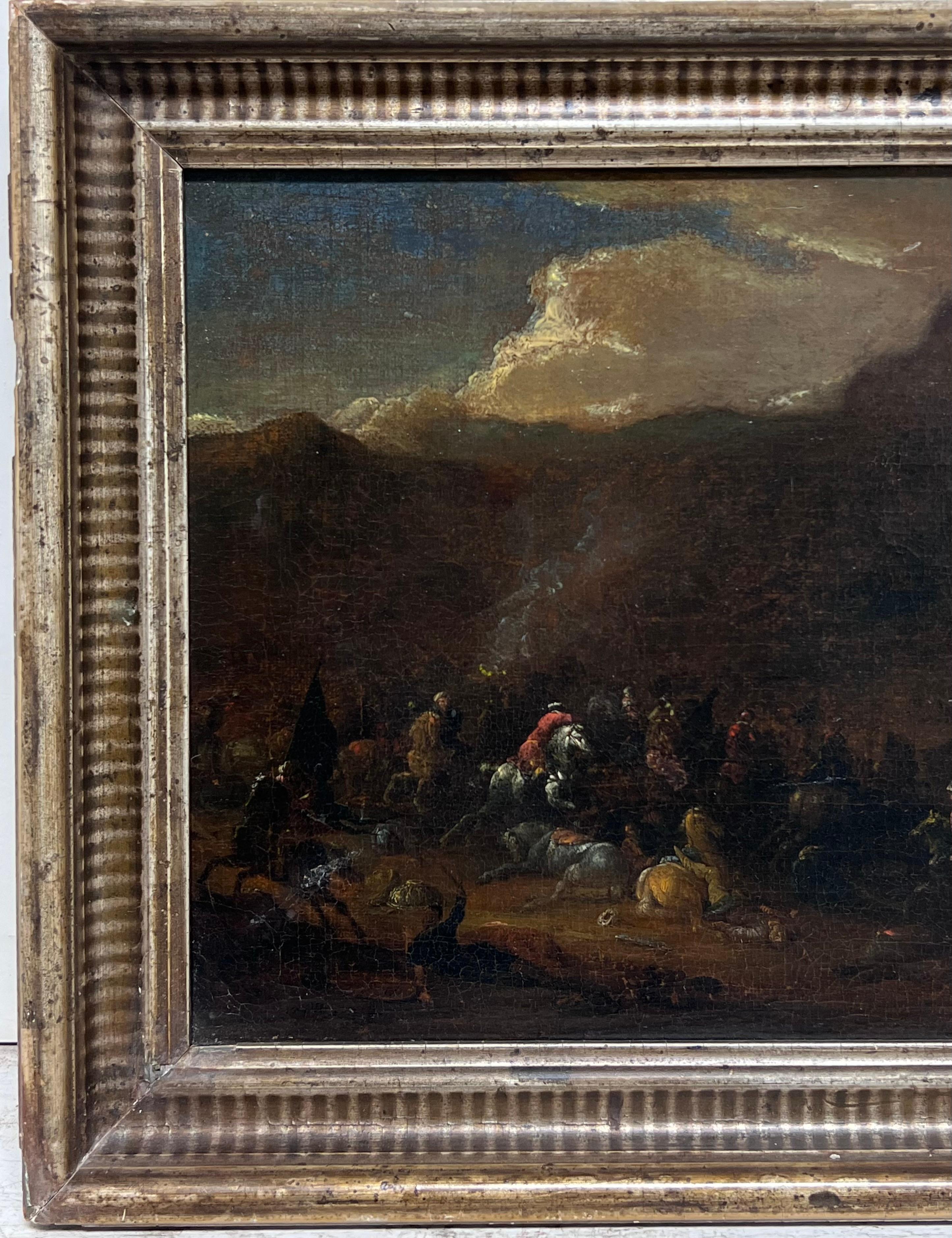 Fine 17th Century Flemish Oil Painting Cavalry Skirmish Many Figures & Horses im Angebot 3