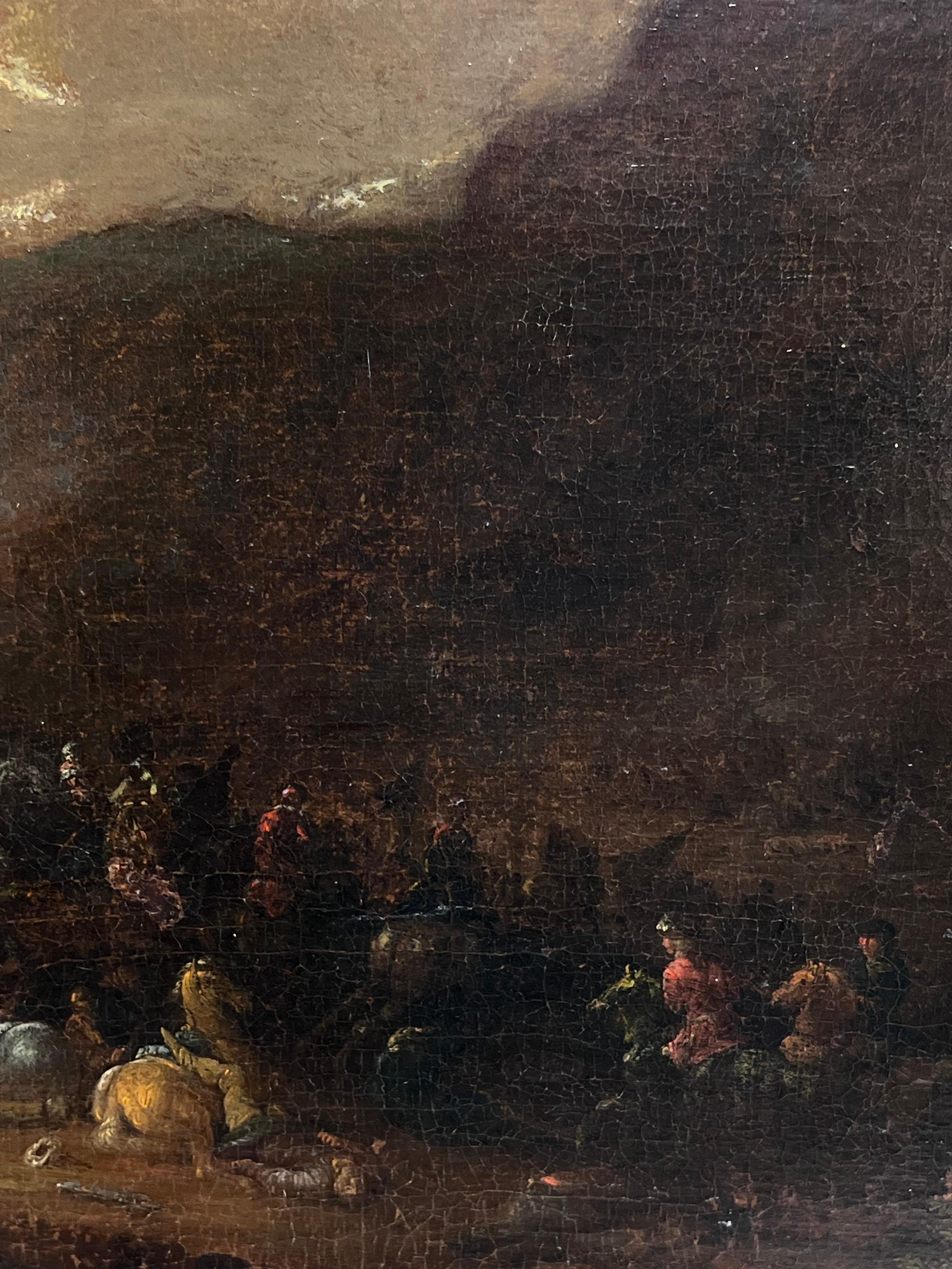 Fine 17th Century Flemish Oil Painting Cavalry Skirmish Many Figures & Horses im Angebot 4