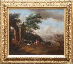 Travellers near Ruins in a Landscape - Dutch Old Master art figural oil painting