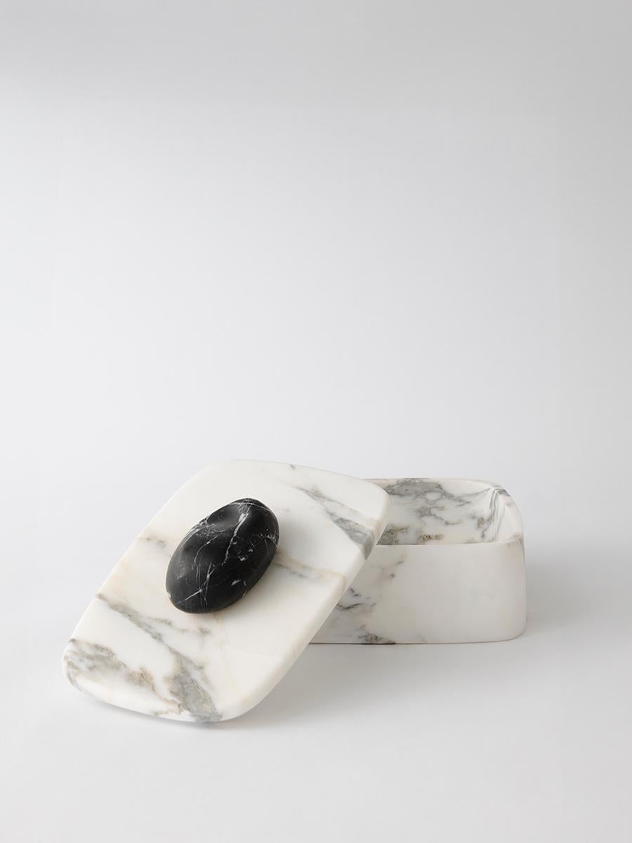 Tallada en uno de los cuatro tipos de mármol auténtico, la Caja Pietra presenta una lúdica fusión de materiales clásicos y diseño moderno. Con un asa de piedra complementaria, esta caja decorativa de mármol combina forma y función.

Influenciada por