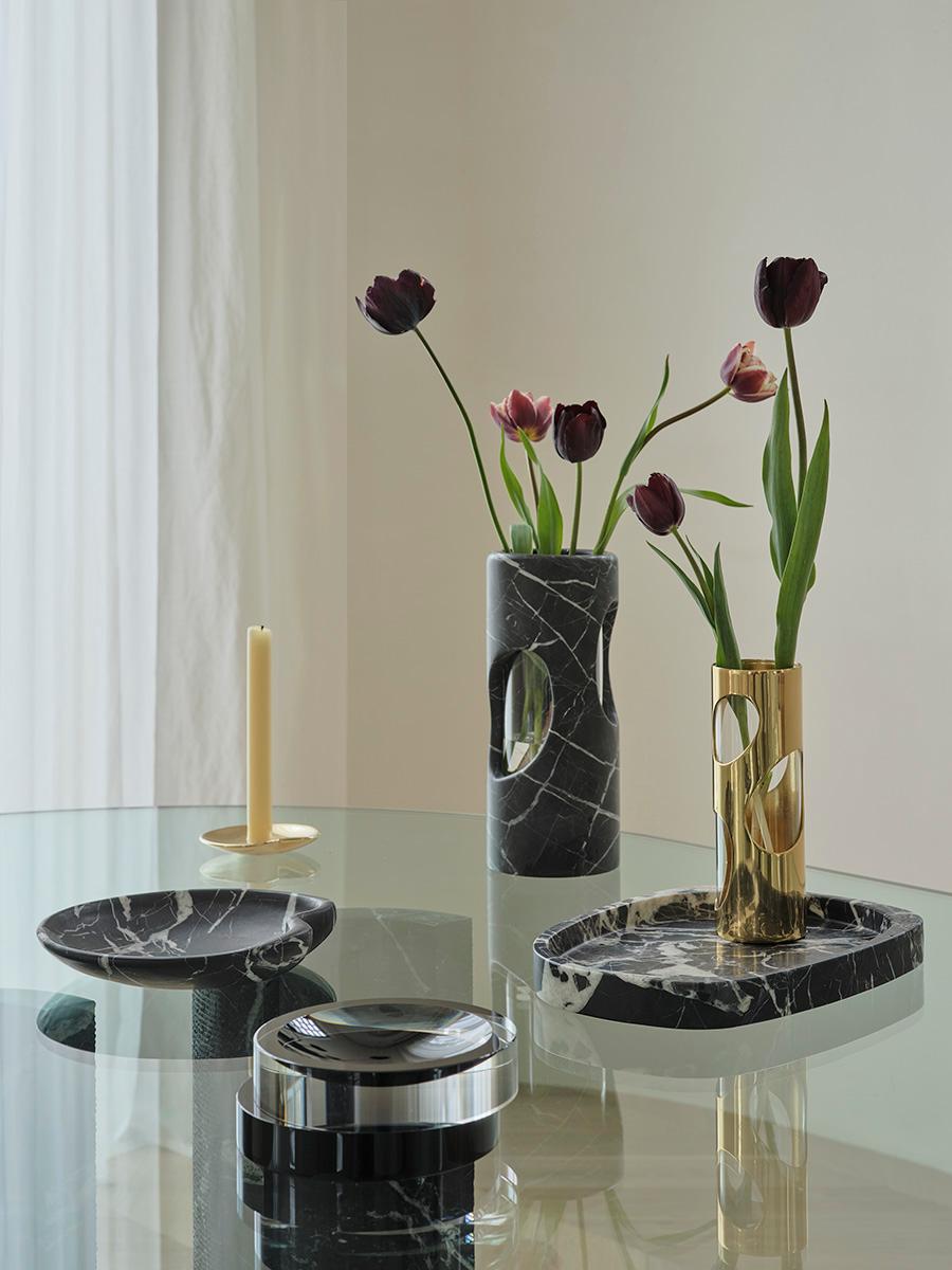 Modern Pietra Brass Vase Unlacquered by Greg Natale For Sale