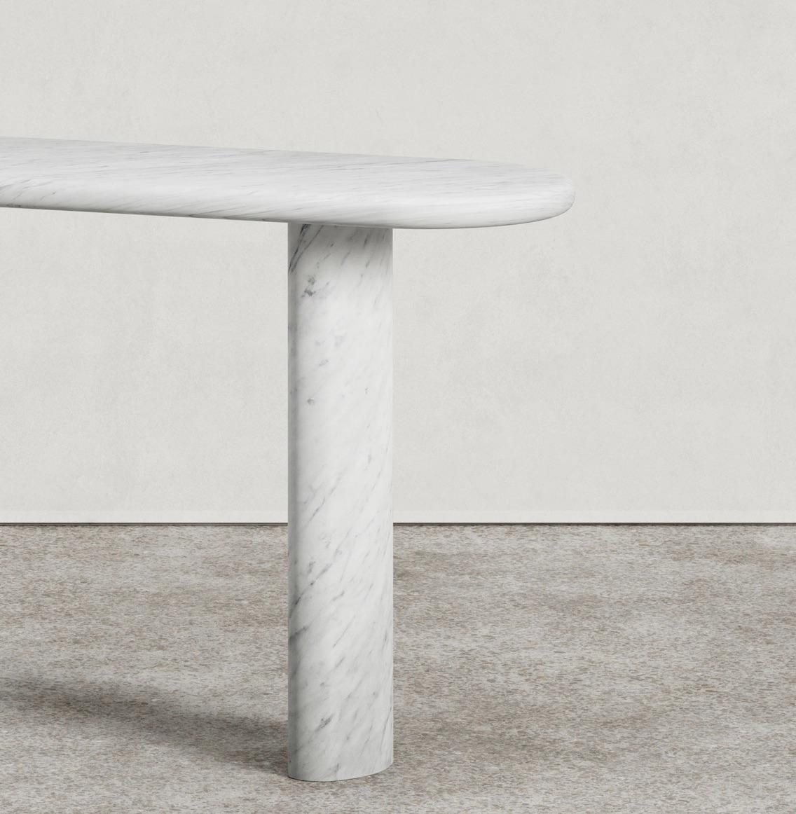Hand-Crafted Pietra Console by Just Adele in Bianco Carrara For Sale