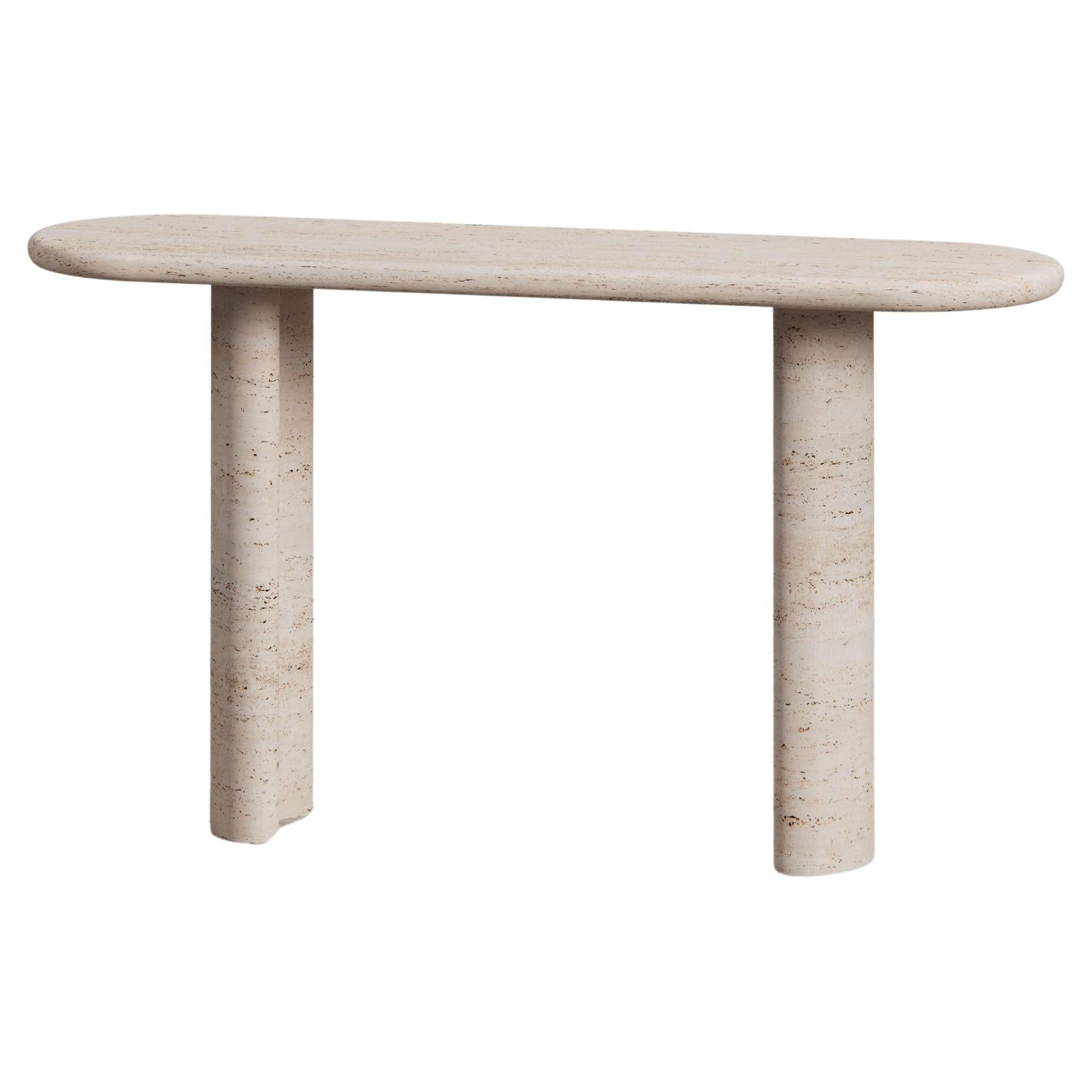 Pietra Console by Just Adele in Bianco Travertine For Sale
