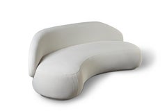 "Pietra" Curved Couch Upholstered in Modern Knit Fabric
