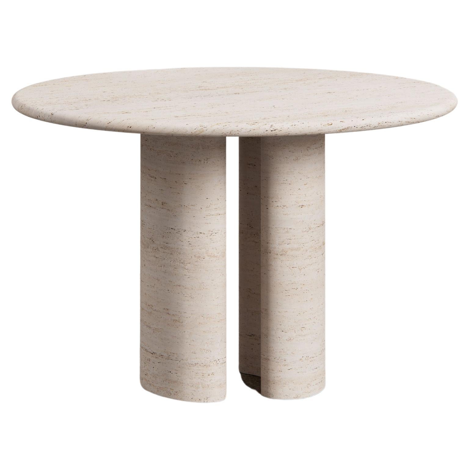 Pietra Dining Table by Just Adele in Bianco Travertine For Sale