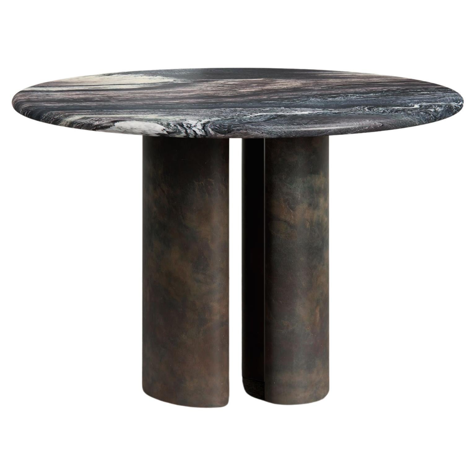 Pietra Dining Table by Just Adele in Bronza Patina and Cipollino Ondulato For Sale