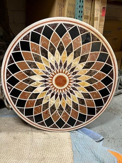 Pietra Dura 60" Round Marble, Stone Mosaic Table Top