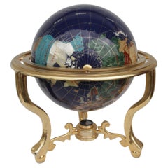 Pietra Dura and Brass Globe Attributed to Maitland Smith