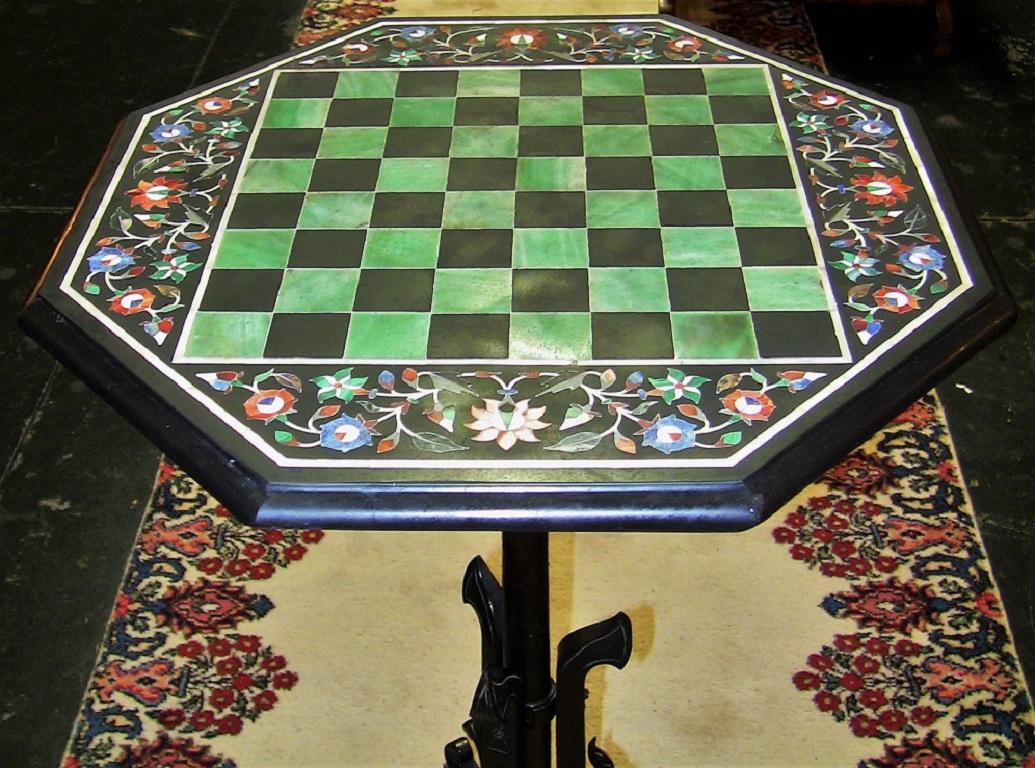 Hand-Crafted Pietra Dura Chess Board Marble Table