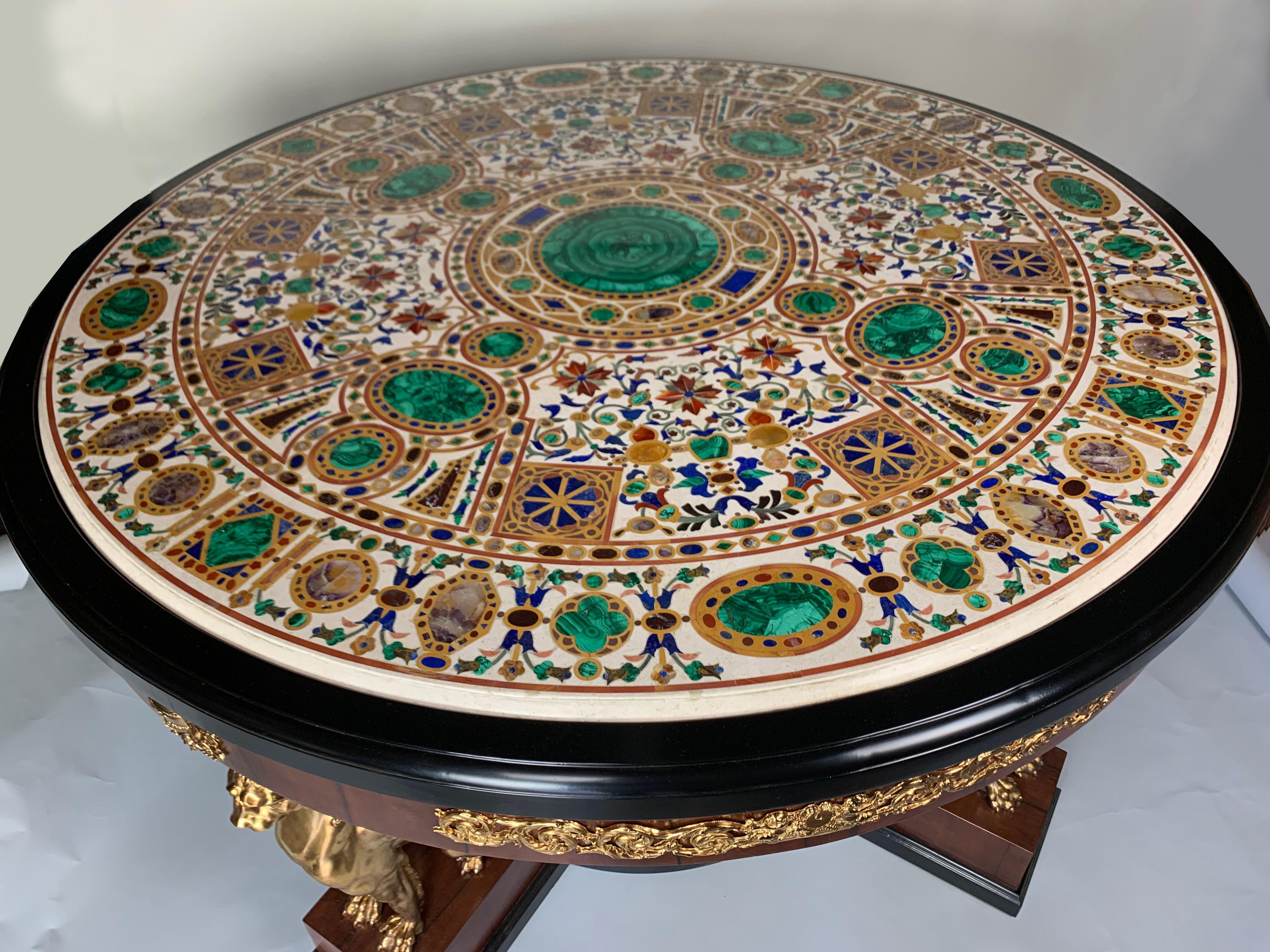 20ième siècle Table Empire Pietra Dura en vente