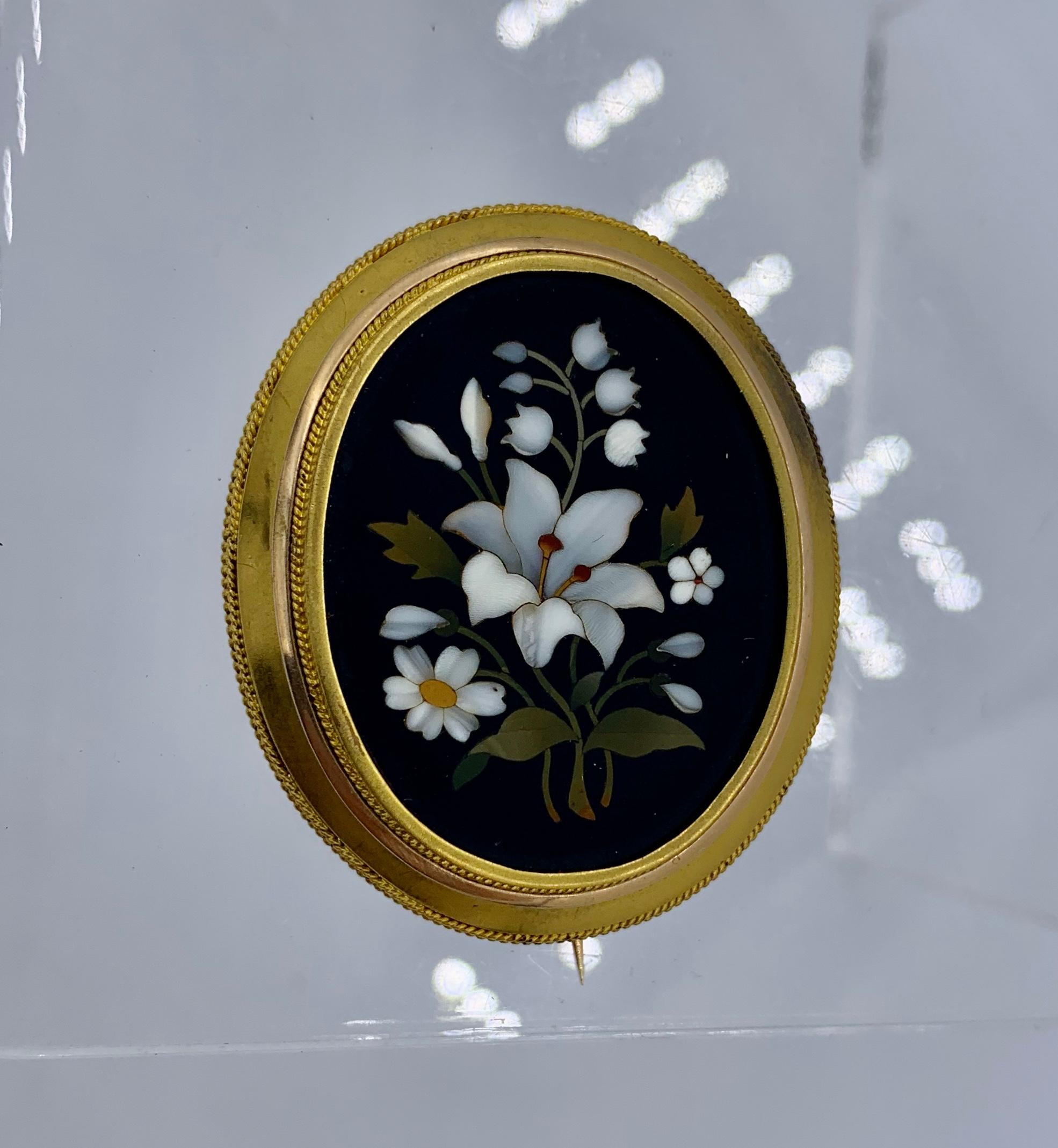 pietra dura brooch