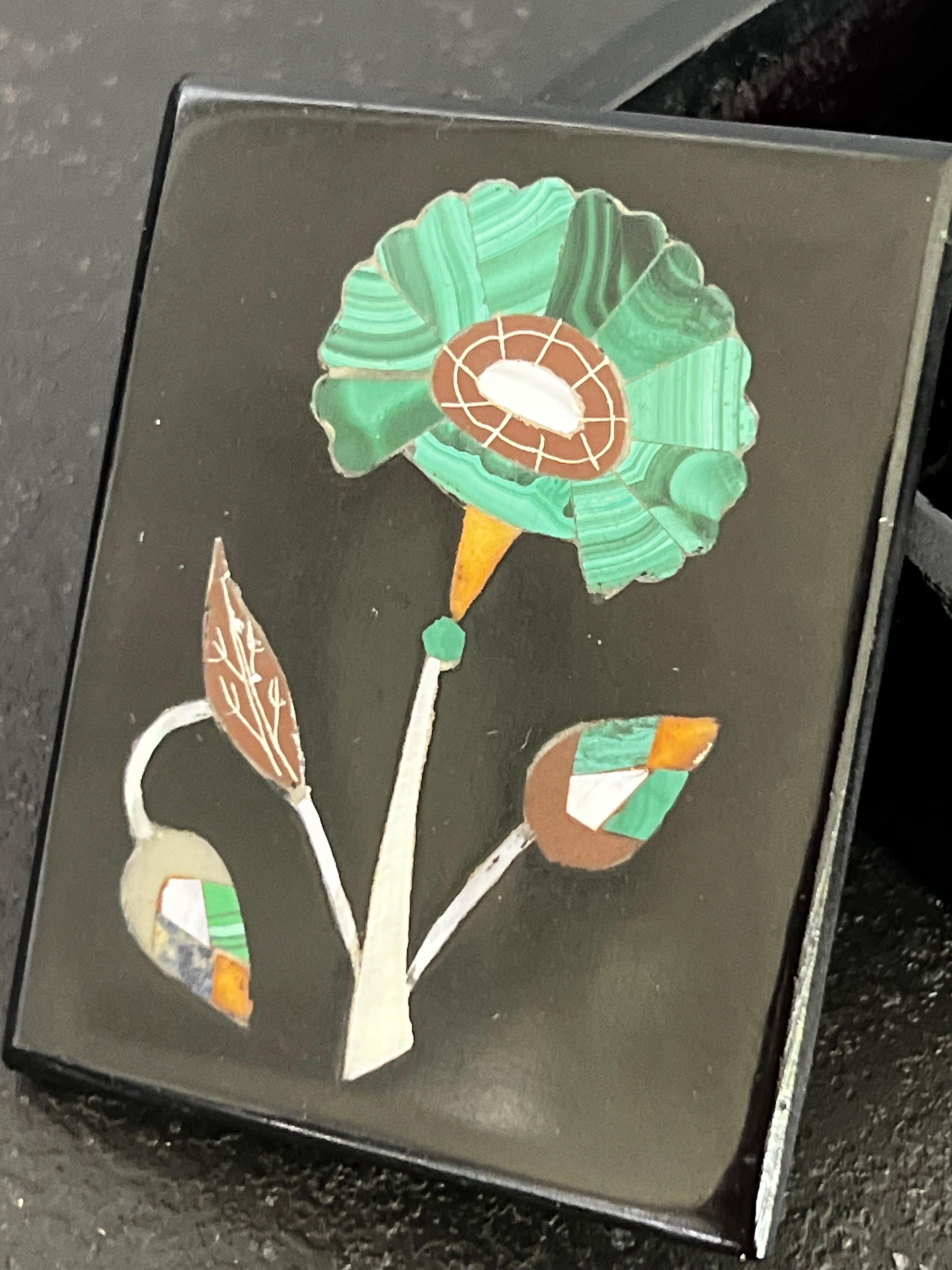 This is a beautiful antique Mughal style Rajasthani semi-precious gem floral inlay or 