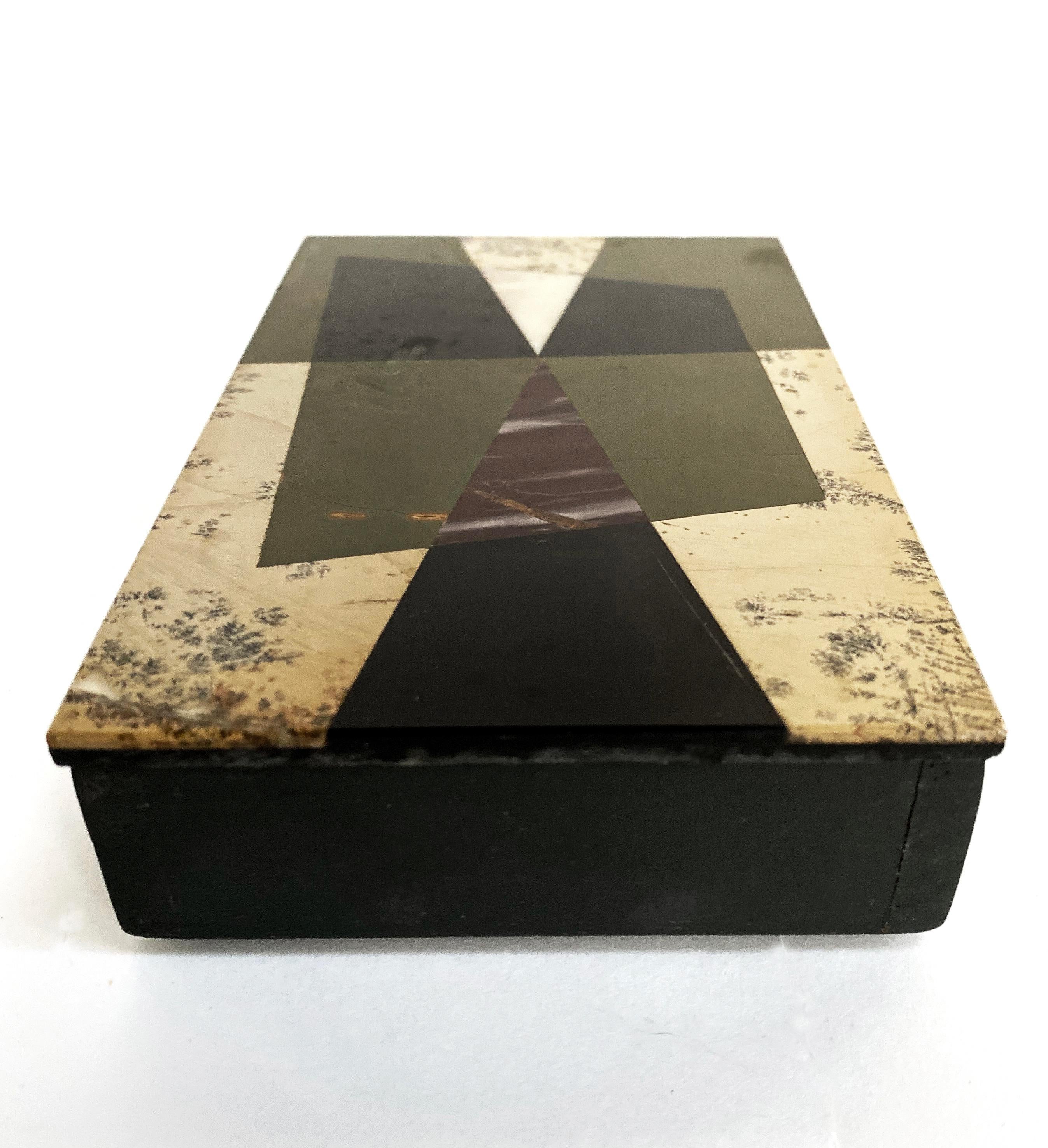 Italian Pietra Dura Geometric Box in the Style of Richard Blow For Sale