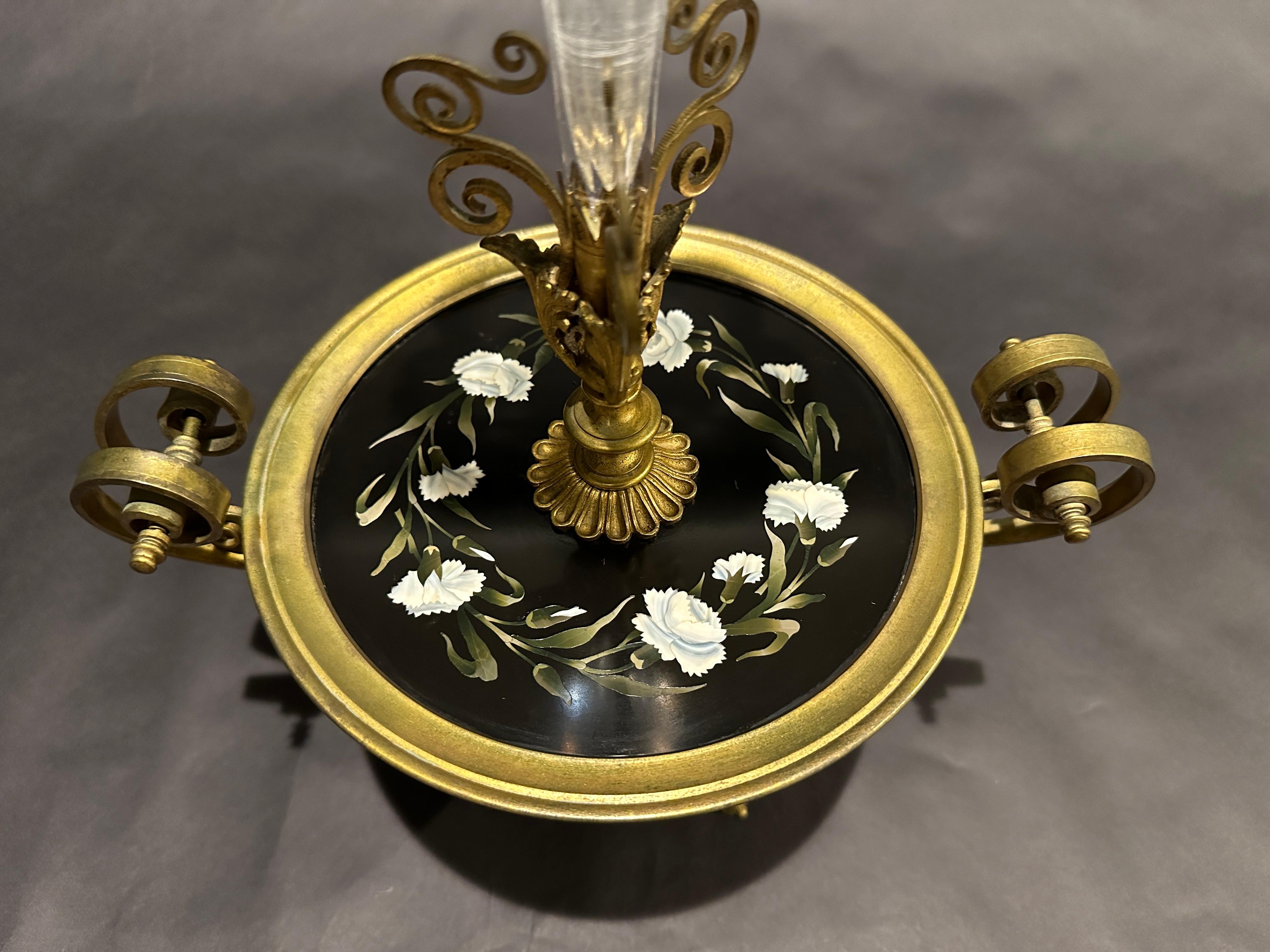 Pietra Dura Gilt Bronze And Glass Epergne Centerpiece For Sale 2