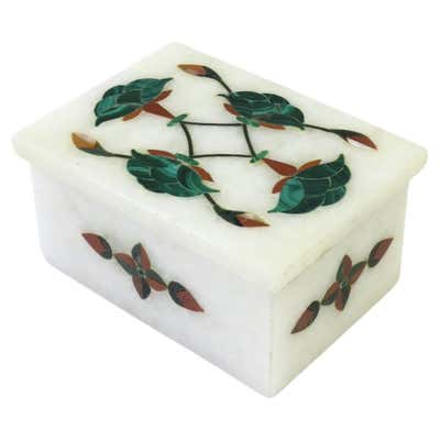 Anglo-Raj Marble Inlay Box Pietra Dura Censor For Sale at 1stDibs ...