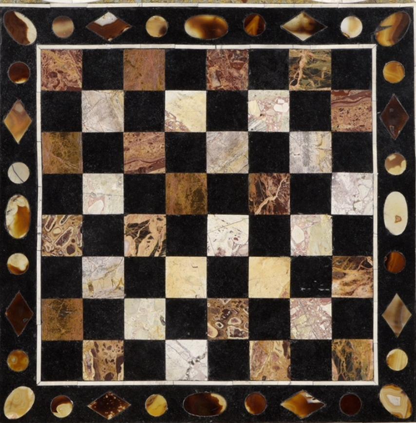 Pietra Dura 'Hard Stones Marquetry' Tischplatte mit Schachbrett:: 20. Jahrhundert (Europäisch)