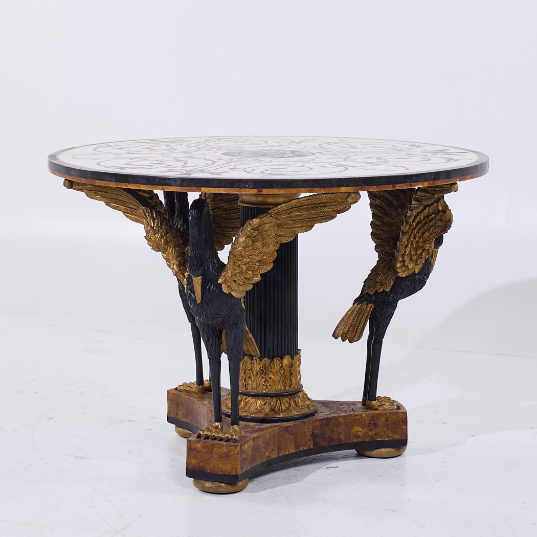 American Pietra Dura Hollywood Regency Inlaid Stone Center Table For Sale