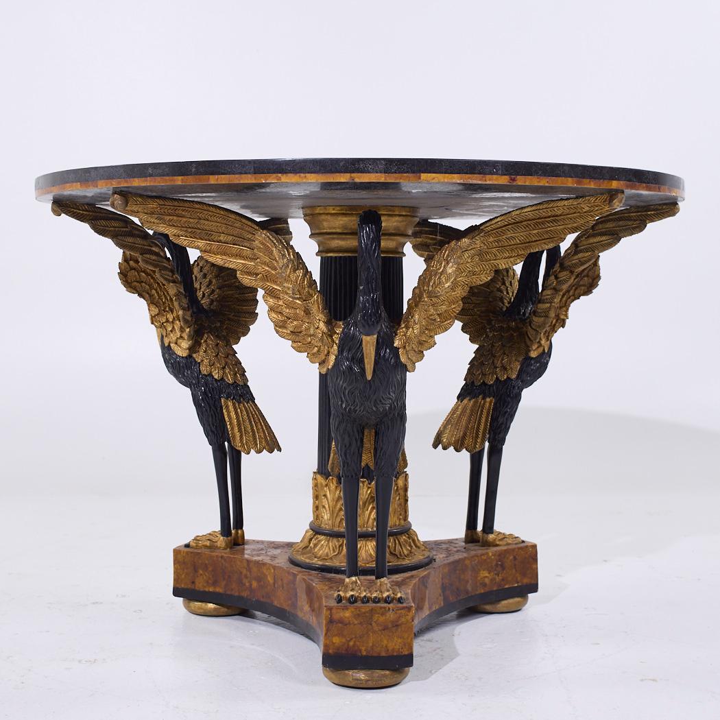 Contemporary Pietra Dura Hollywood Regency Inlaid Stone Center Table For Sale
