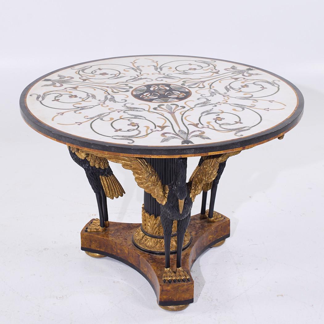 Pietra Dura Hollywood Regency Inlaid Stone Center Table For Sale 3