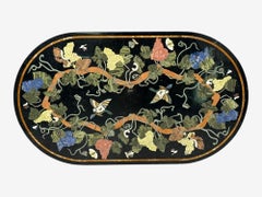 Pietra Dura, eingelegter Marmor, italienische Mitteltischplatte, Italien, 1920er Jahre