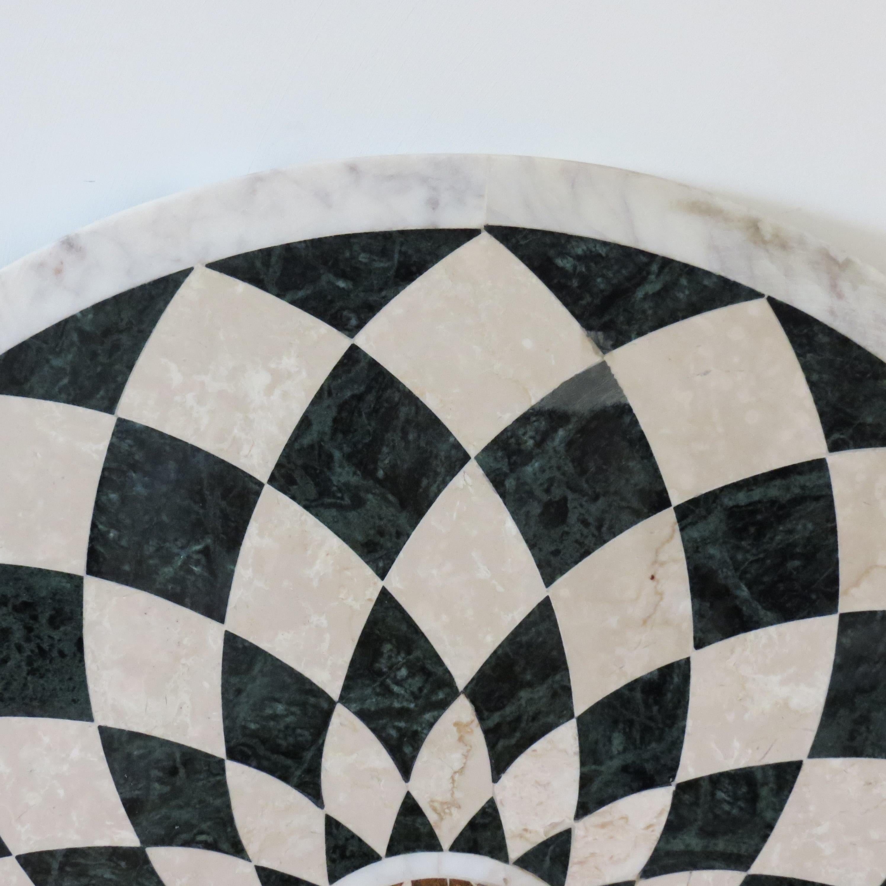 Pietra Dura Italian Marble Table Top Geometric Pattern Black White Monochrome 4