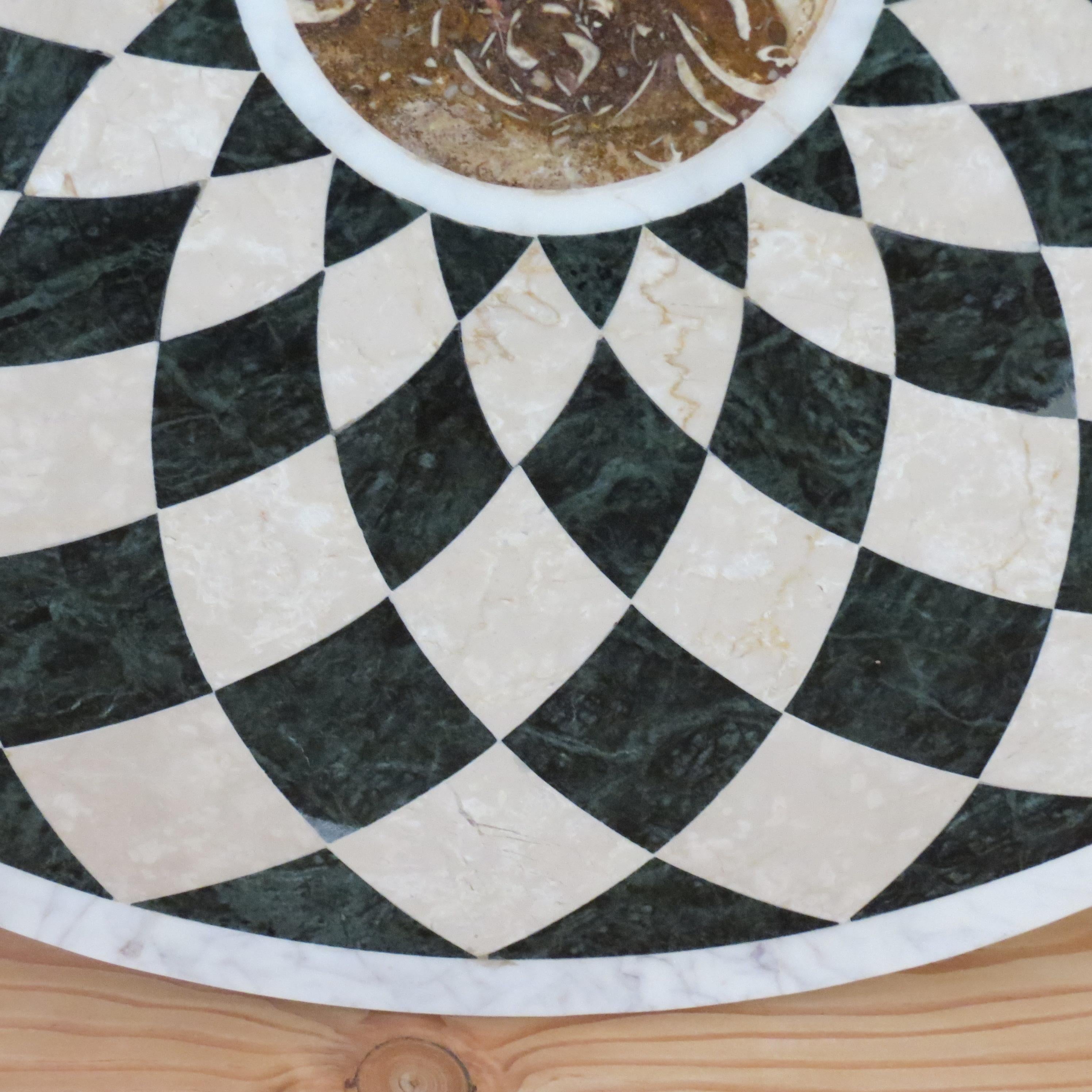 Pietra Dura Italian Marble Table Top Geometric Pattern Black White Monochrome 5