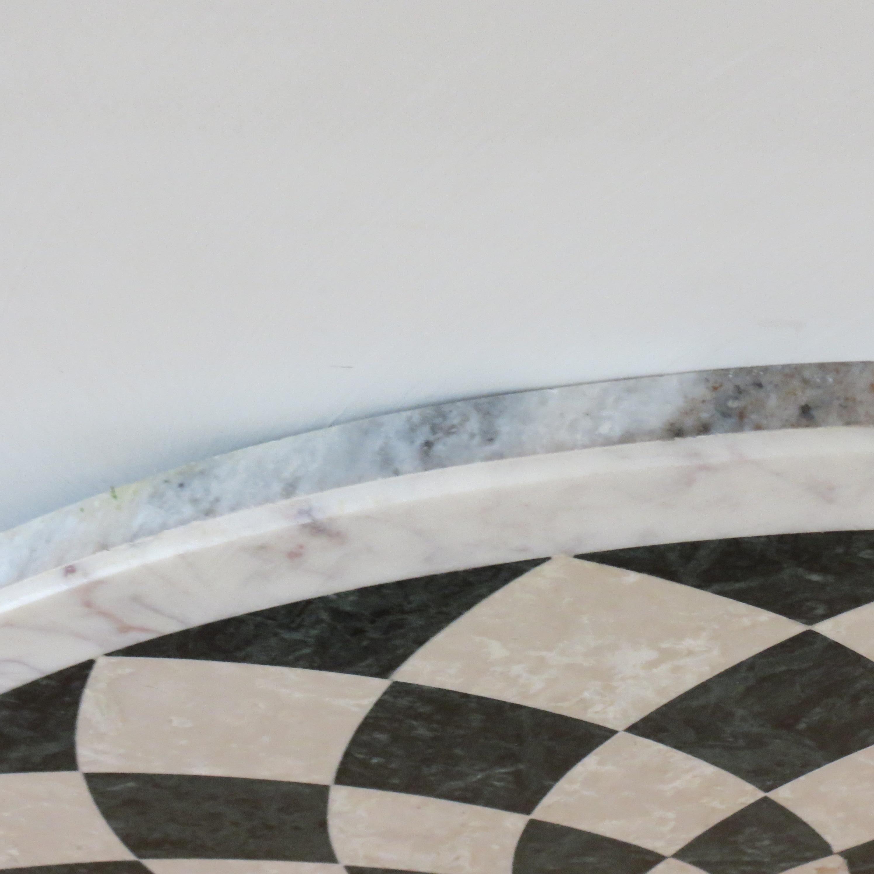 Pietra Dura Italian Marble Table Top Geometric Pattern Black White Monochrome 6