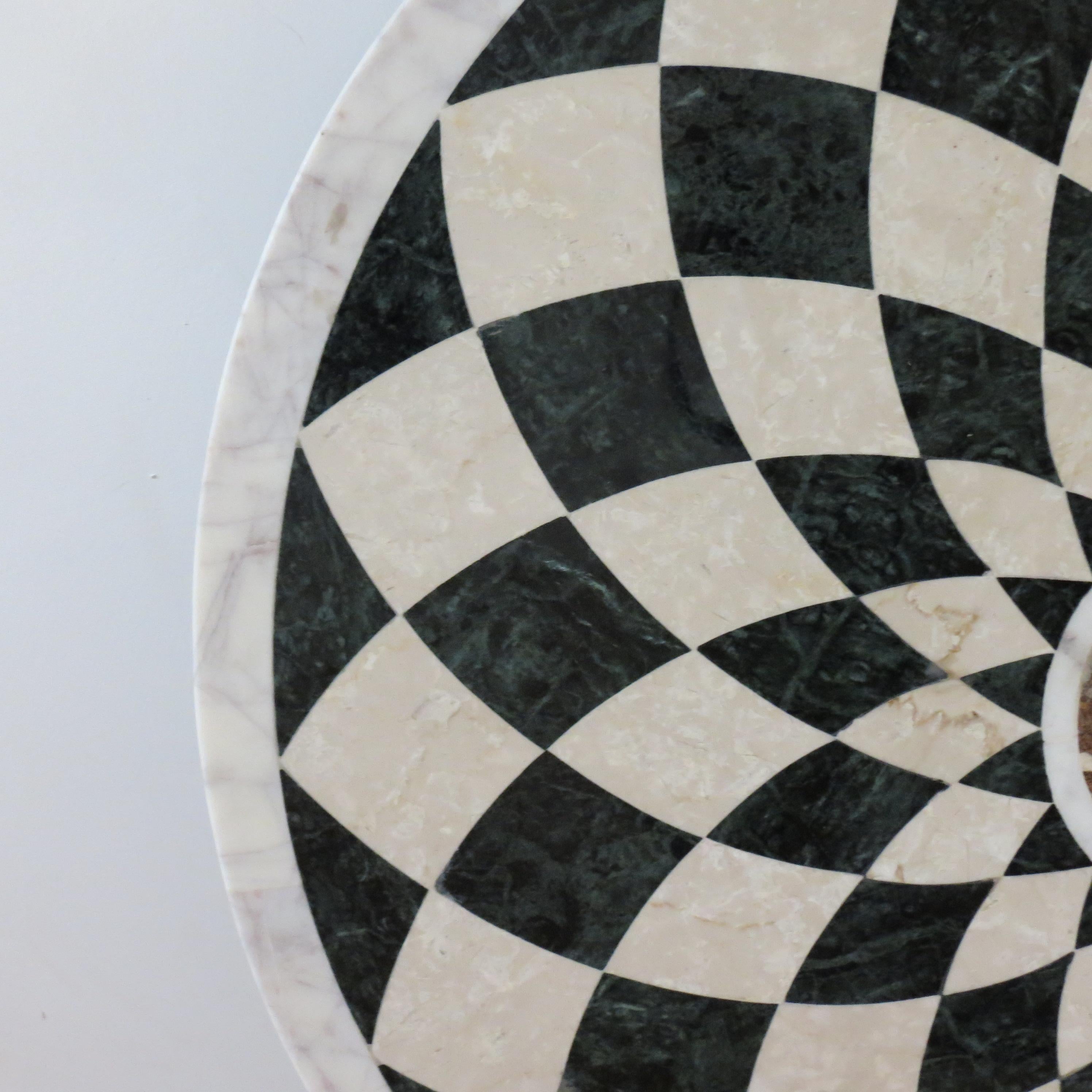 Pietra Dura Italian Marble Table Top Geometric Pattern Black White Monochrome 2