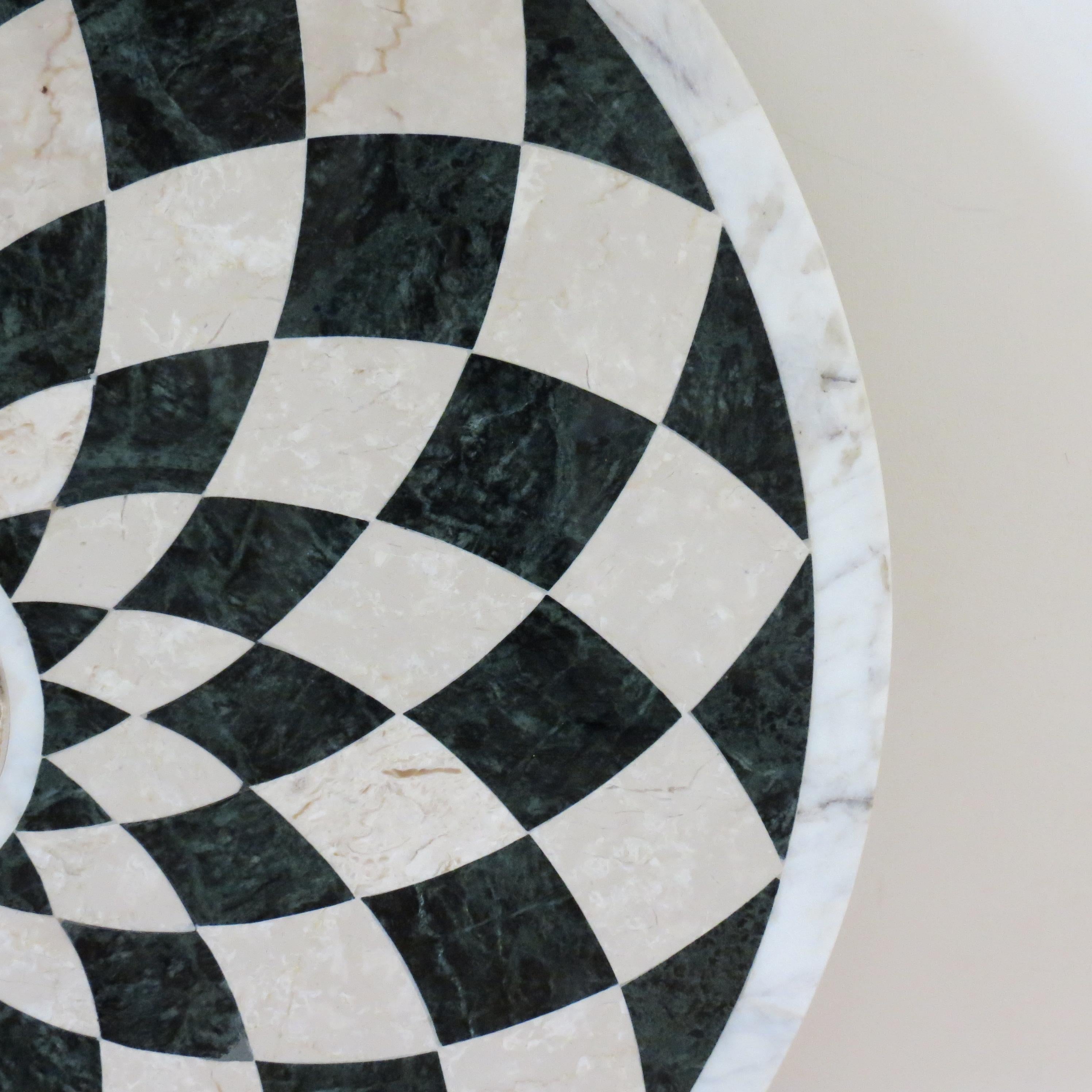 Pietra Dura Italian Marble Table Top Geometric Pattern Black White Monochrome 3