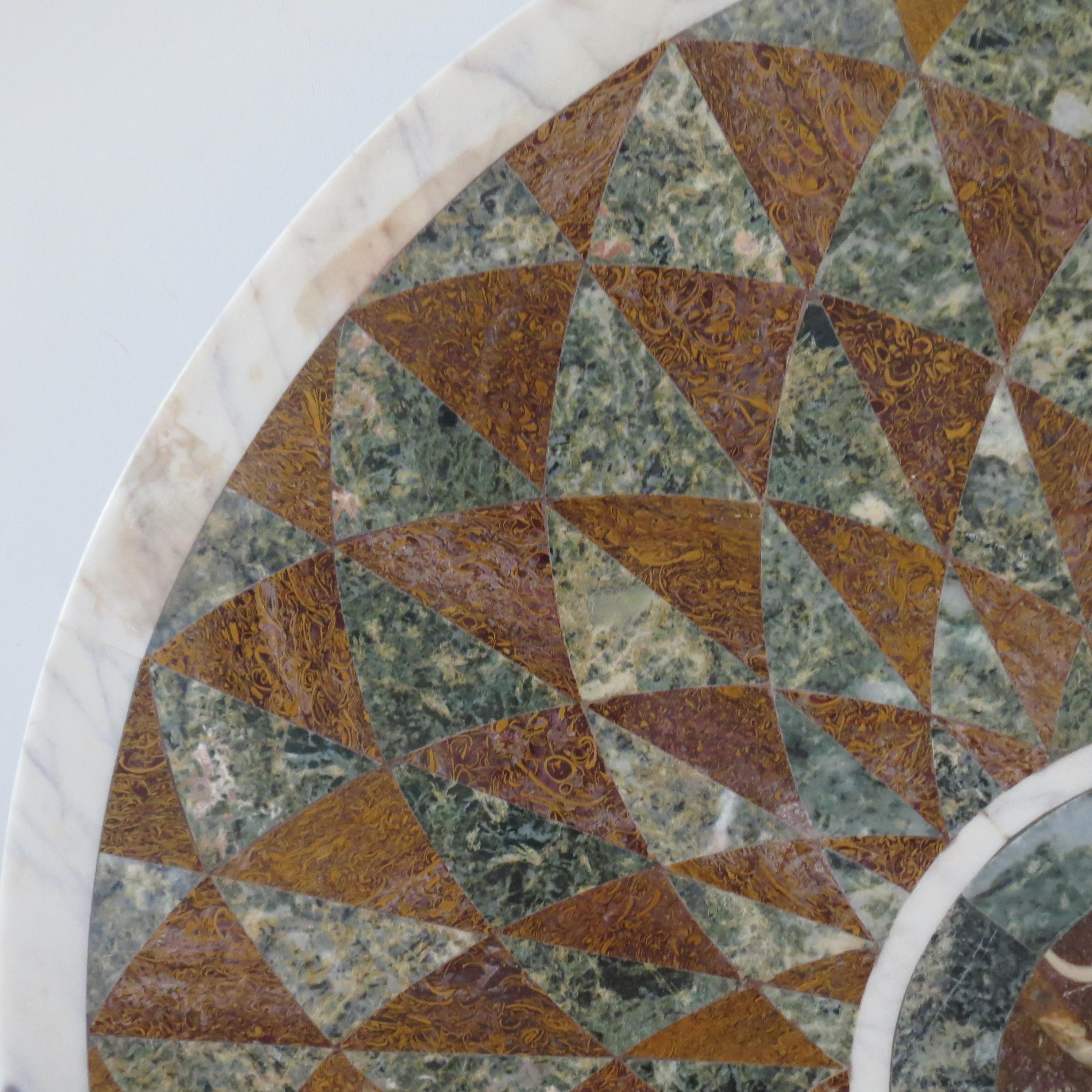 Pietra Dura Italian Marble Table Top Geometric Pattern  5
