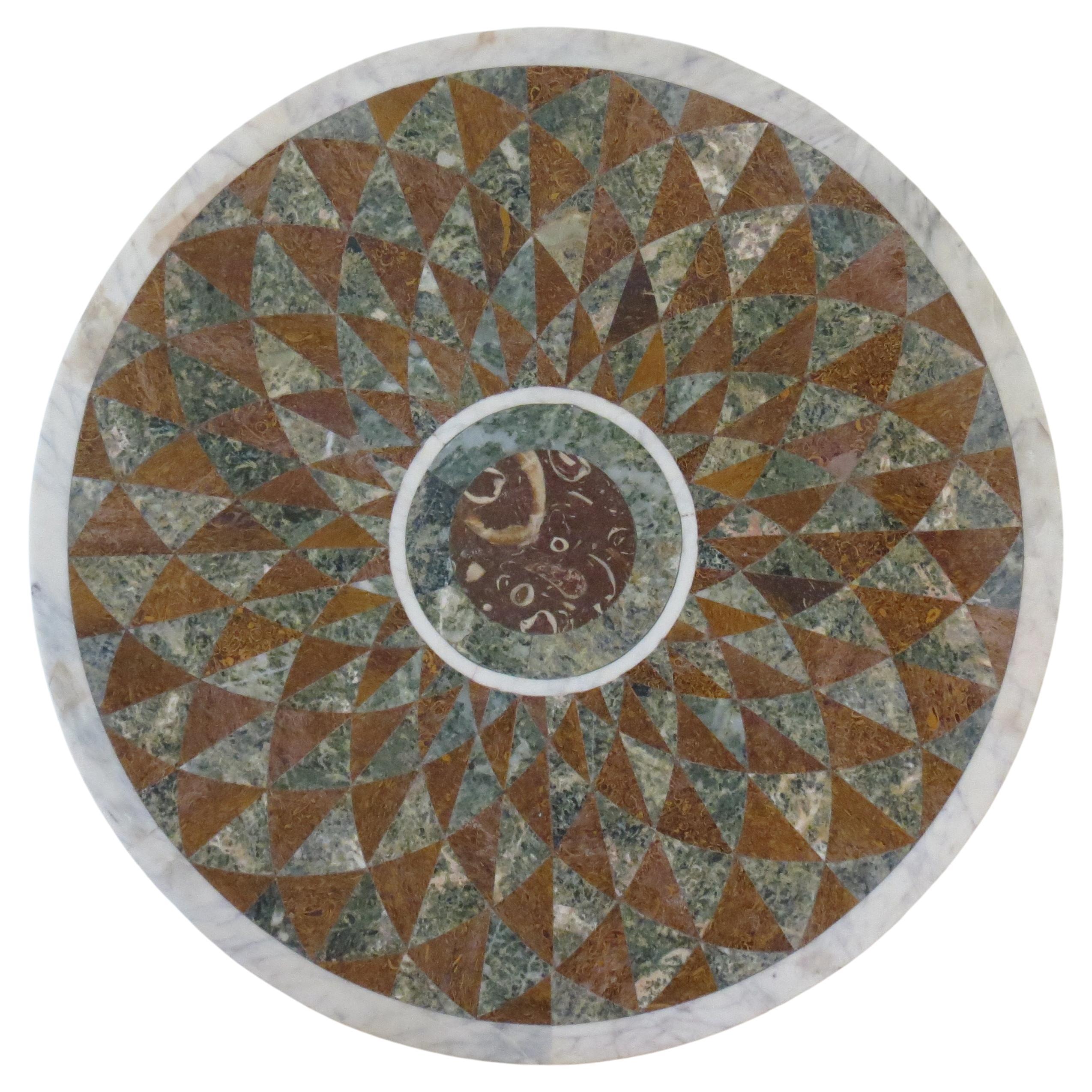 Pietra Dura Italian Marble Table Top Geometric Pattern 