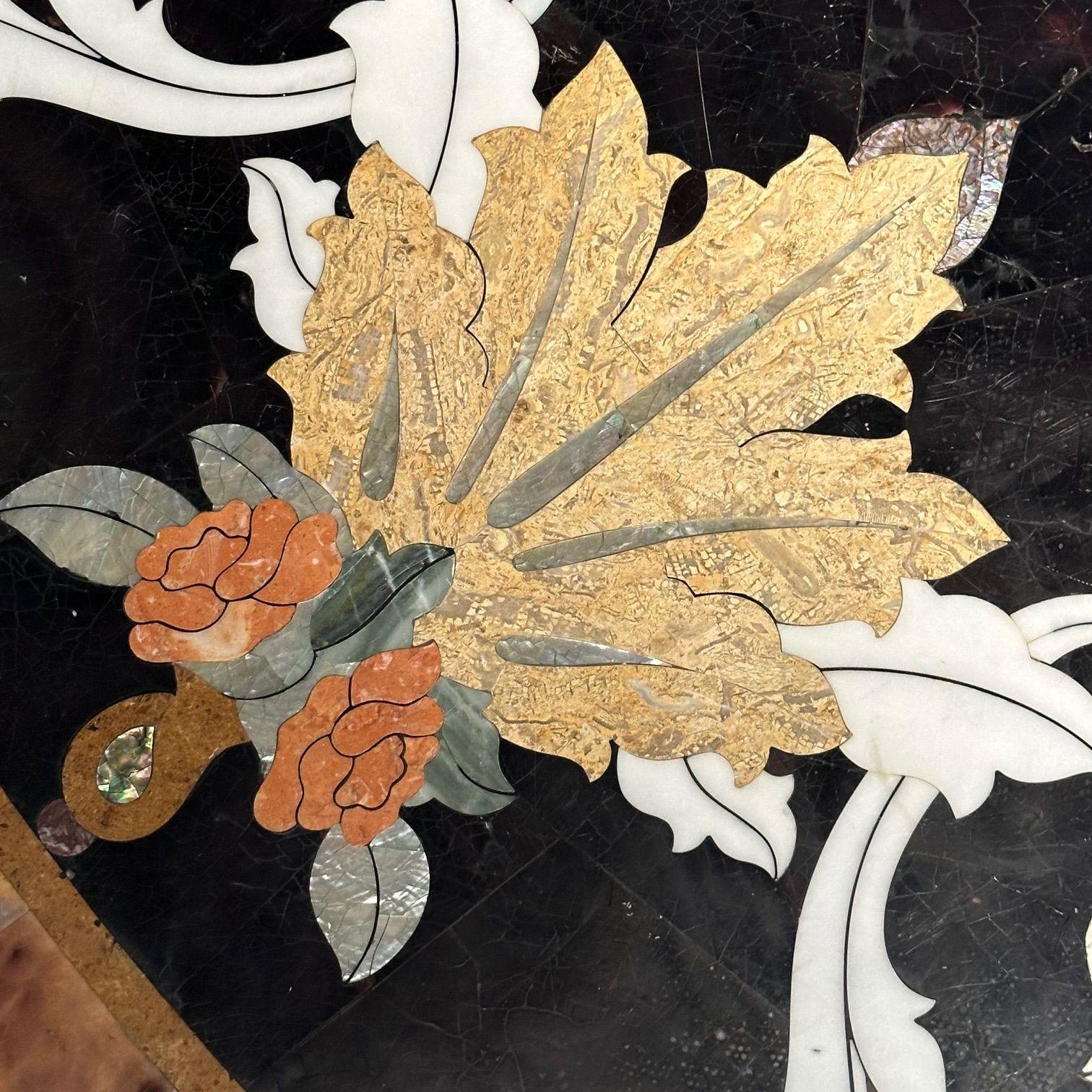 Pietra Dura, Italian Mid-Century Modern Round Table Top, Marble, Mother of Pearl For Sale 6