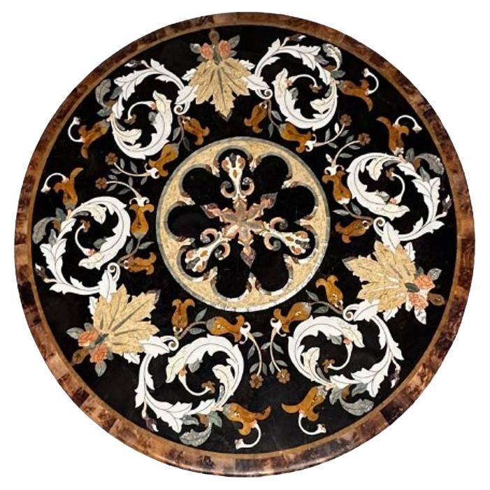 Pietra Dura, Italienische moderne runde Tischplatte aus der Mitte des Jahrhunderts, Marmor, Perlmutt