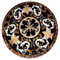 Pietra Dura, Italian Mid-Century Modern Round Table Top, Marble, Mother of Pearl