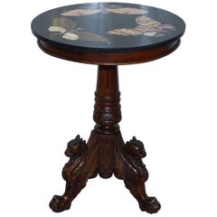 Pietra Dura Marble & Hardwood Centre Tripod Table Butterfly's Griffin circa 1870