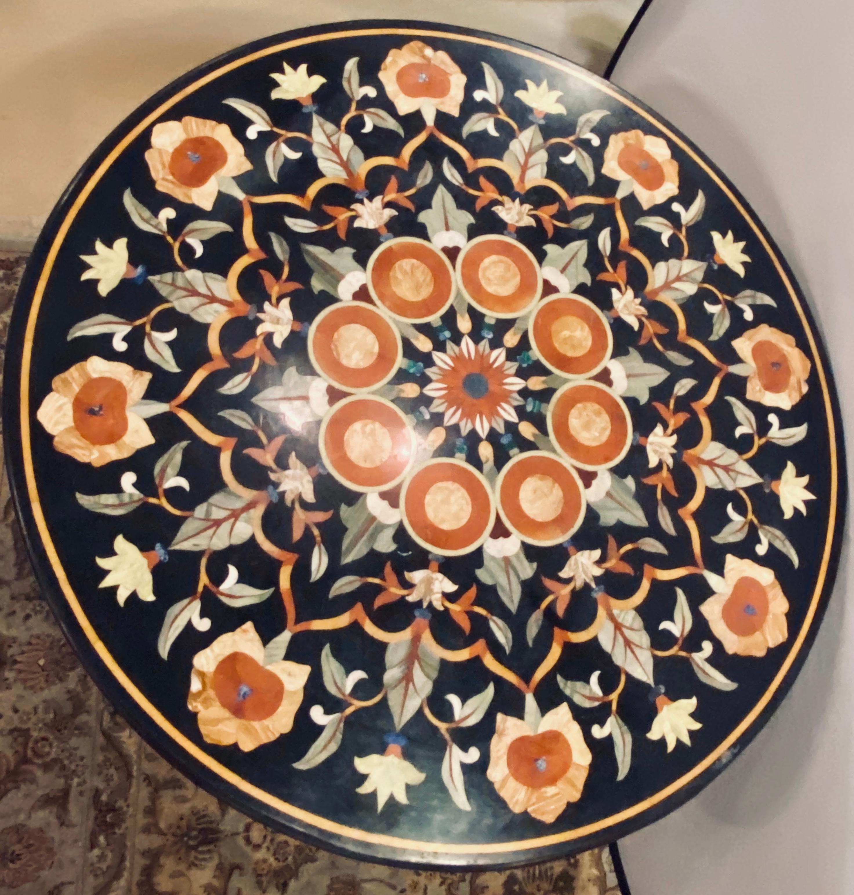 Mid-20th Century Pietra Dura Marble-Top Dining or Center Table, Arts & Crafts Movement