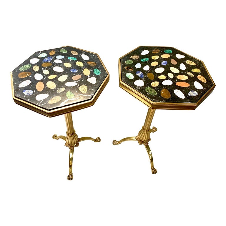 Pietra Dura Mosaic Side Tables For Sale at 1stDibs