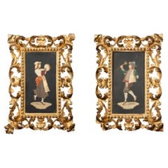 Pietra Dura Muscian Pair with inlaid Semiprecious Stones