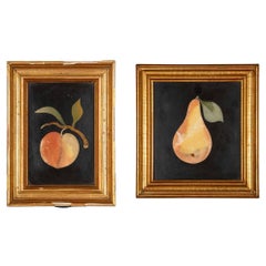 Pietra Dura Pear and Peach Pair Mosaic by G. Ugolini, Florence, Italy