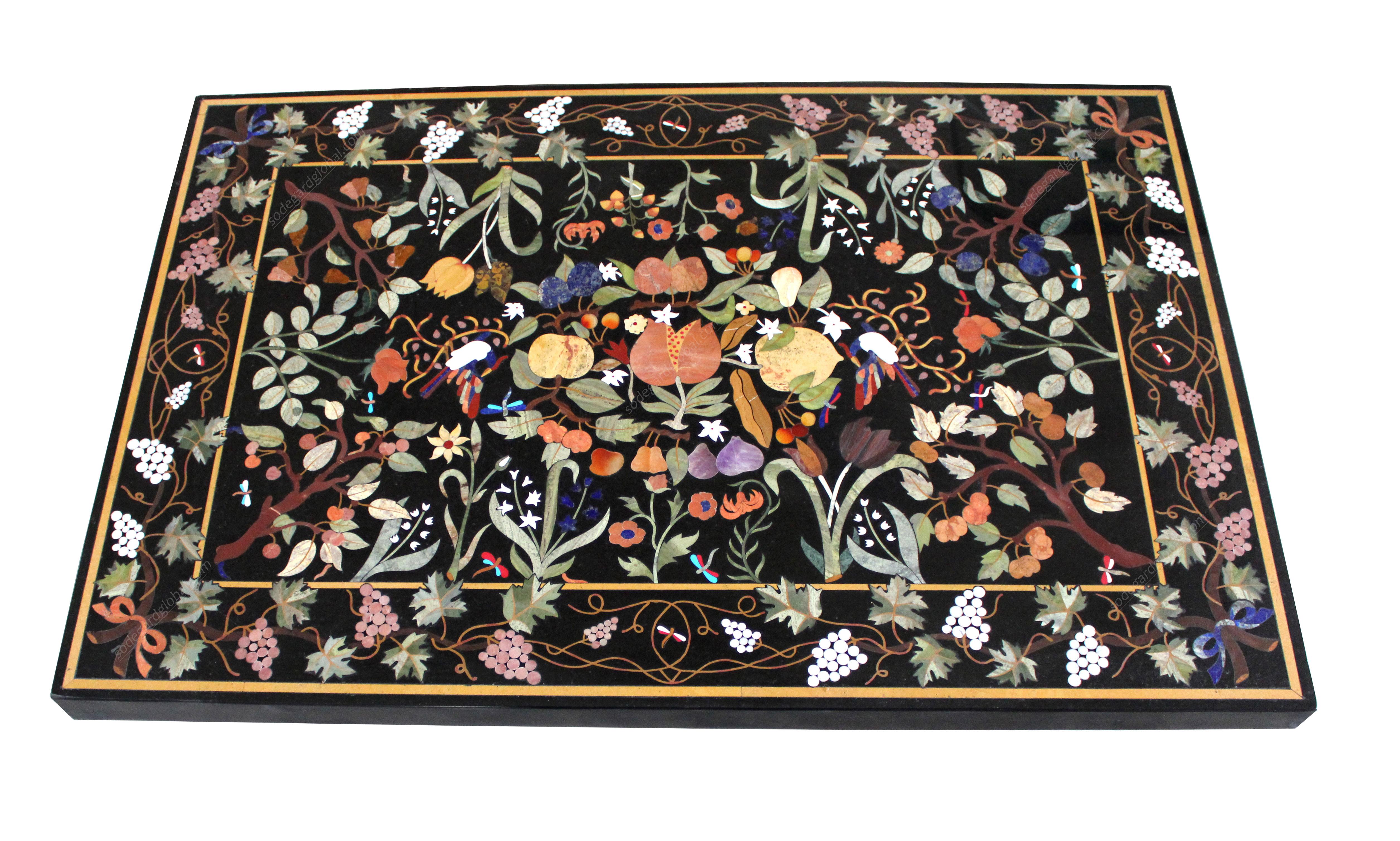 Pietra Dura Small Coffee Table (TOP ONLY) Inlay in Marble by Stephanie Odegard  For Sale 2