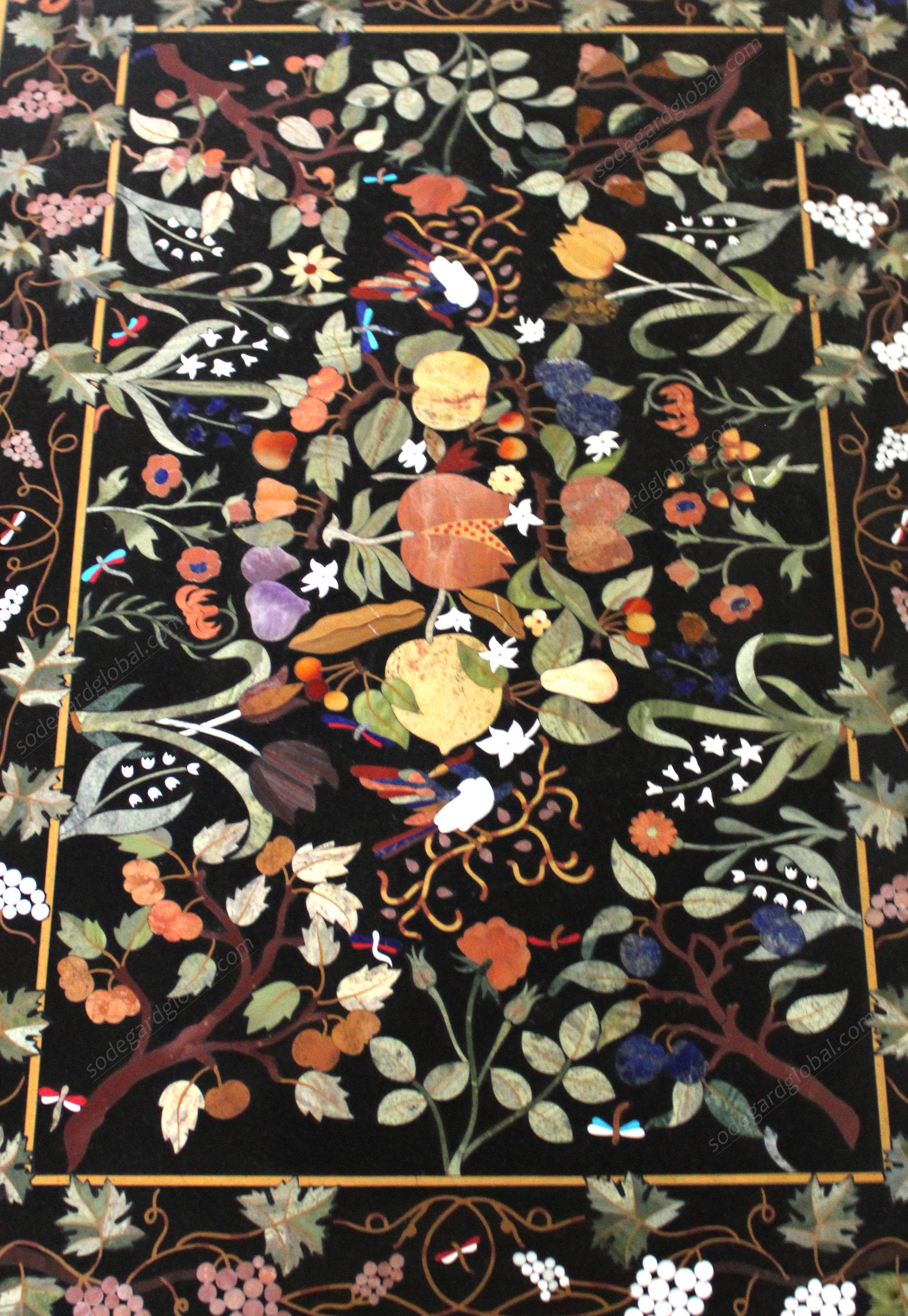 Contemporary Pietra Dura Small Coffee Table (TOP ONLY) Inlay in Marble by Stephanie Odegard For Sale