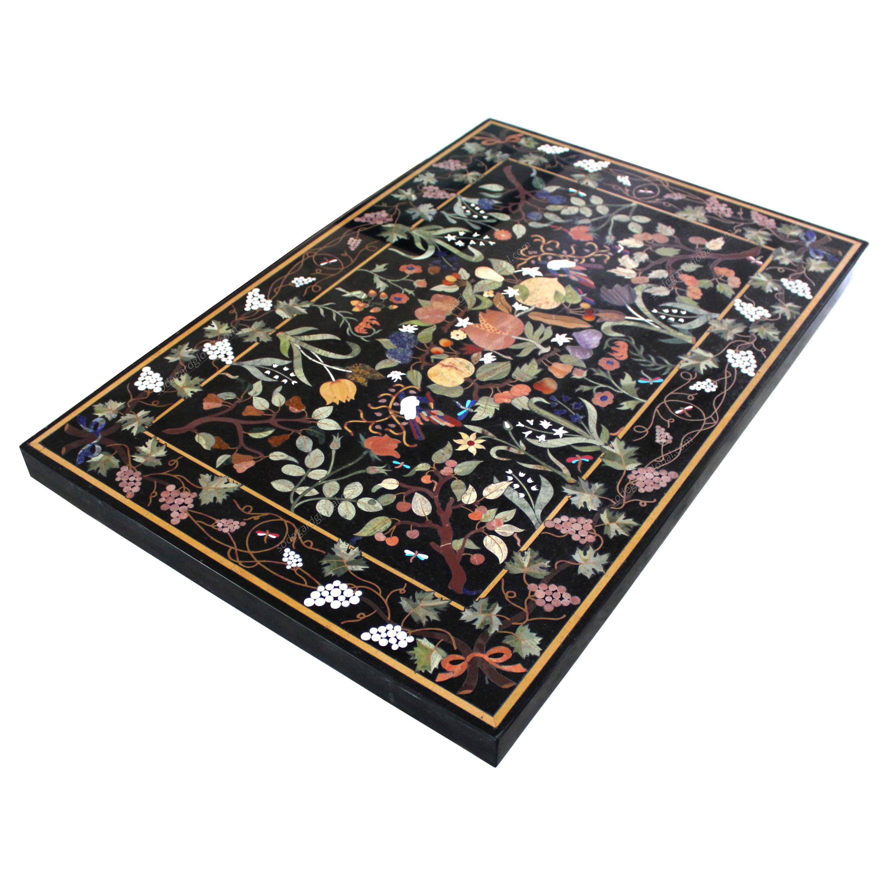Pietra Dura Small Coffee Table (TOP ONLY) Inlay in Marble by Stephanie Odegard 