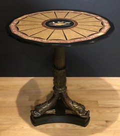 Pietra Dura Specimen Marble and Figural Bronze Center Table