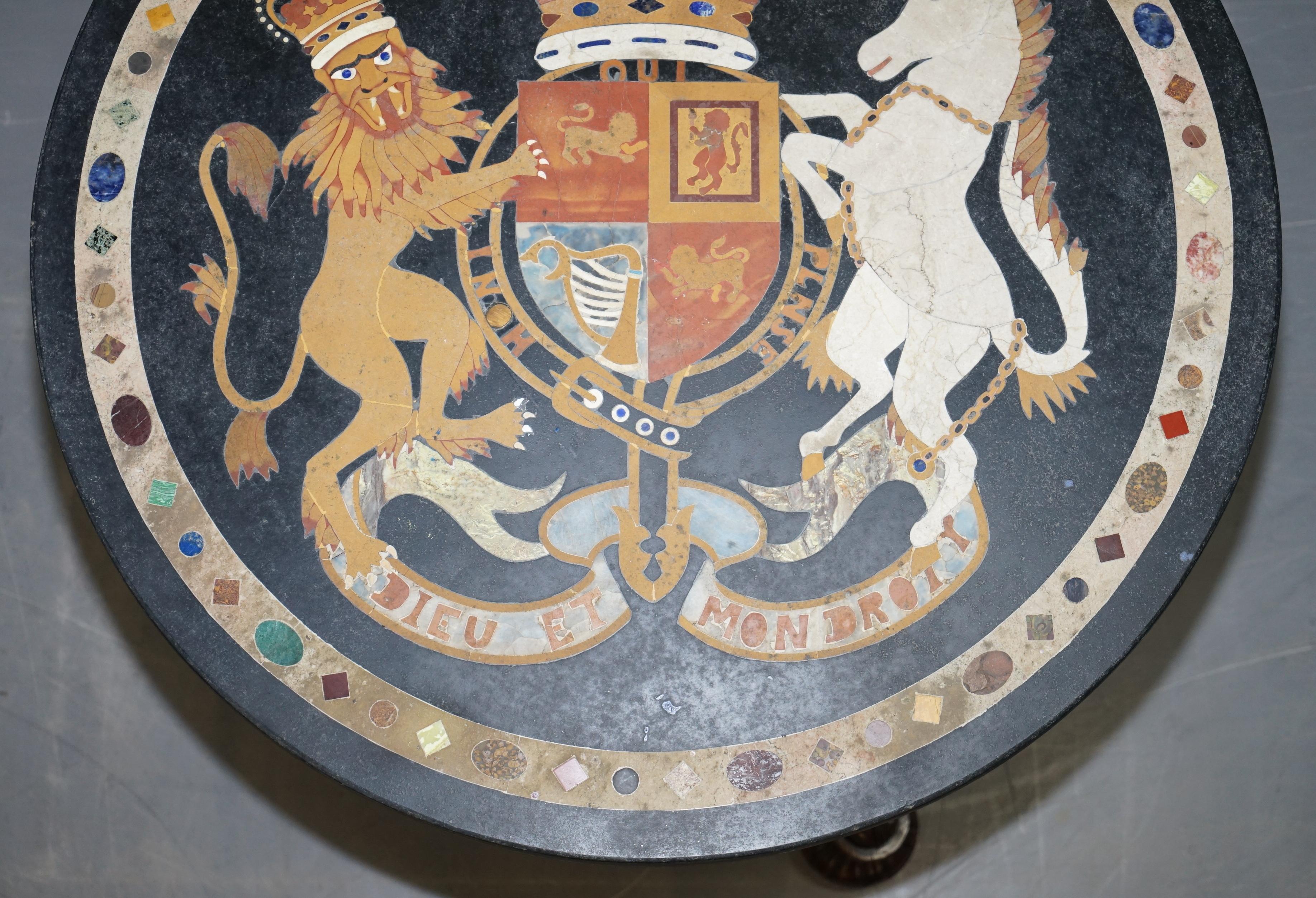 Pietra Dura Specimen Marble Centre Table Coat of Arms William iv Hardwood Base 7