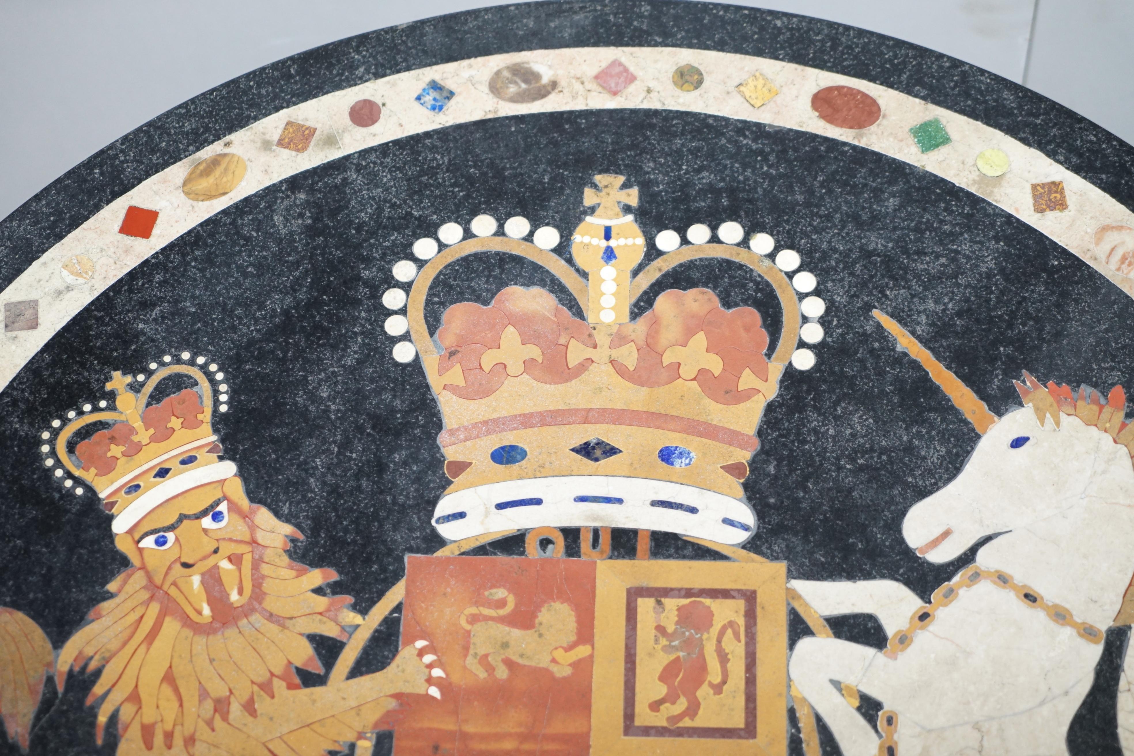 Pietra Dura Specimen Marble Centre Table Coat of Arms William iv Hardwood Base 8