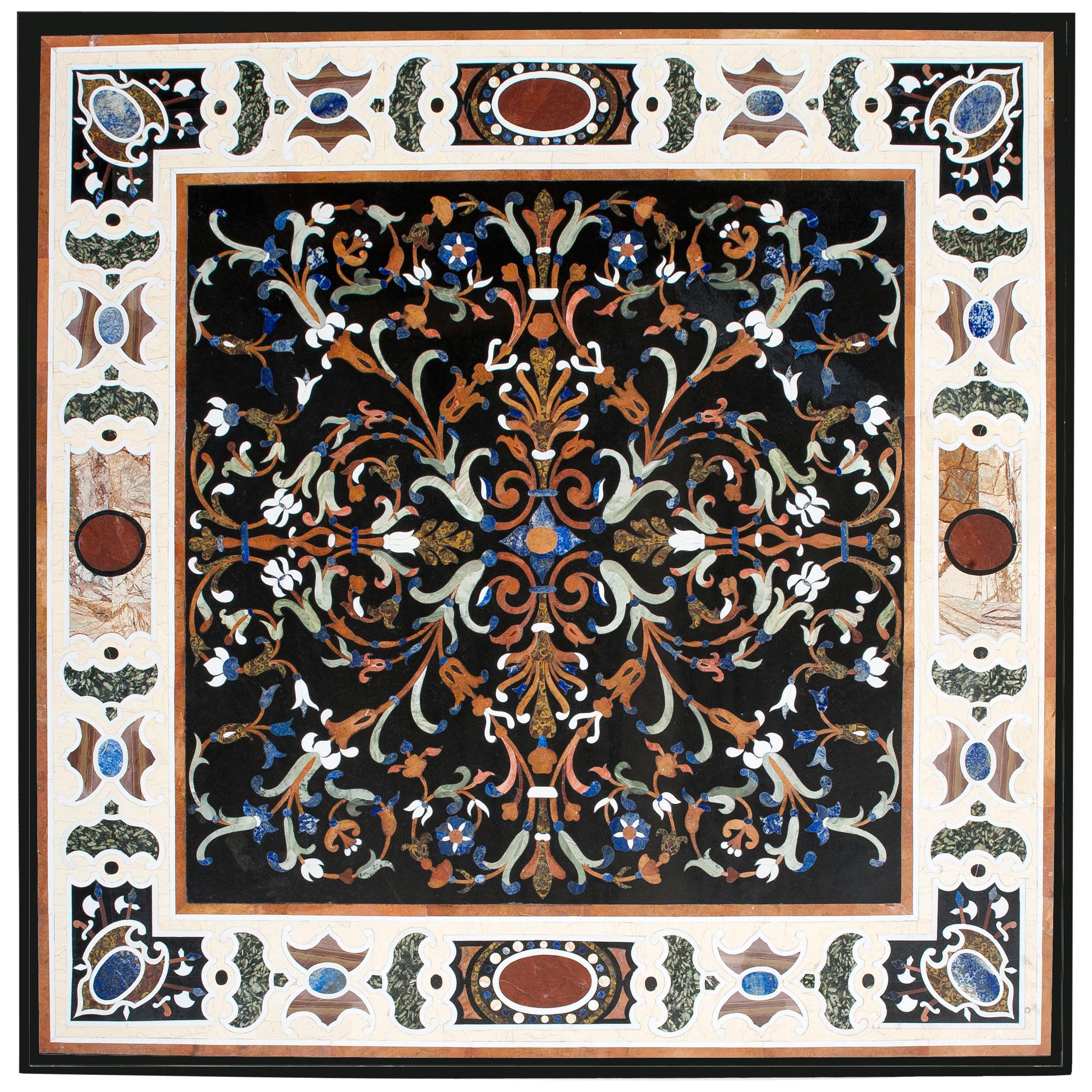 Pietra Dura Square Table Top, Inspired by Italian Models of the 16th Century For Sale