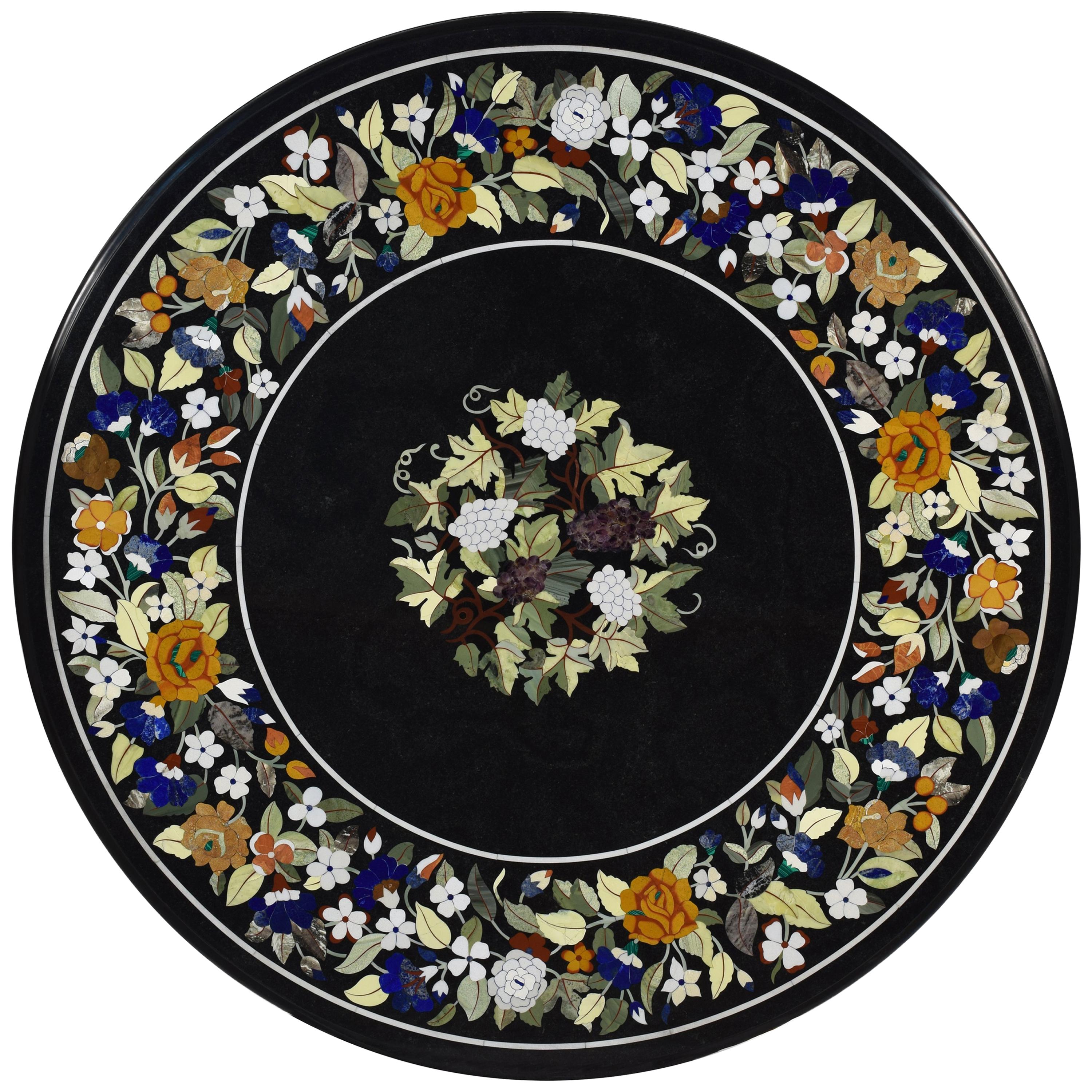 "Pietra Dura" Tabletop, Marble and Hardstones, circa End of the 20th Century For Sale