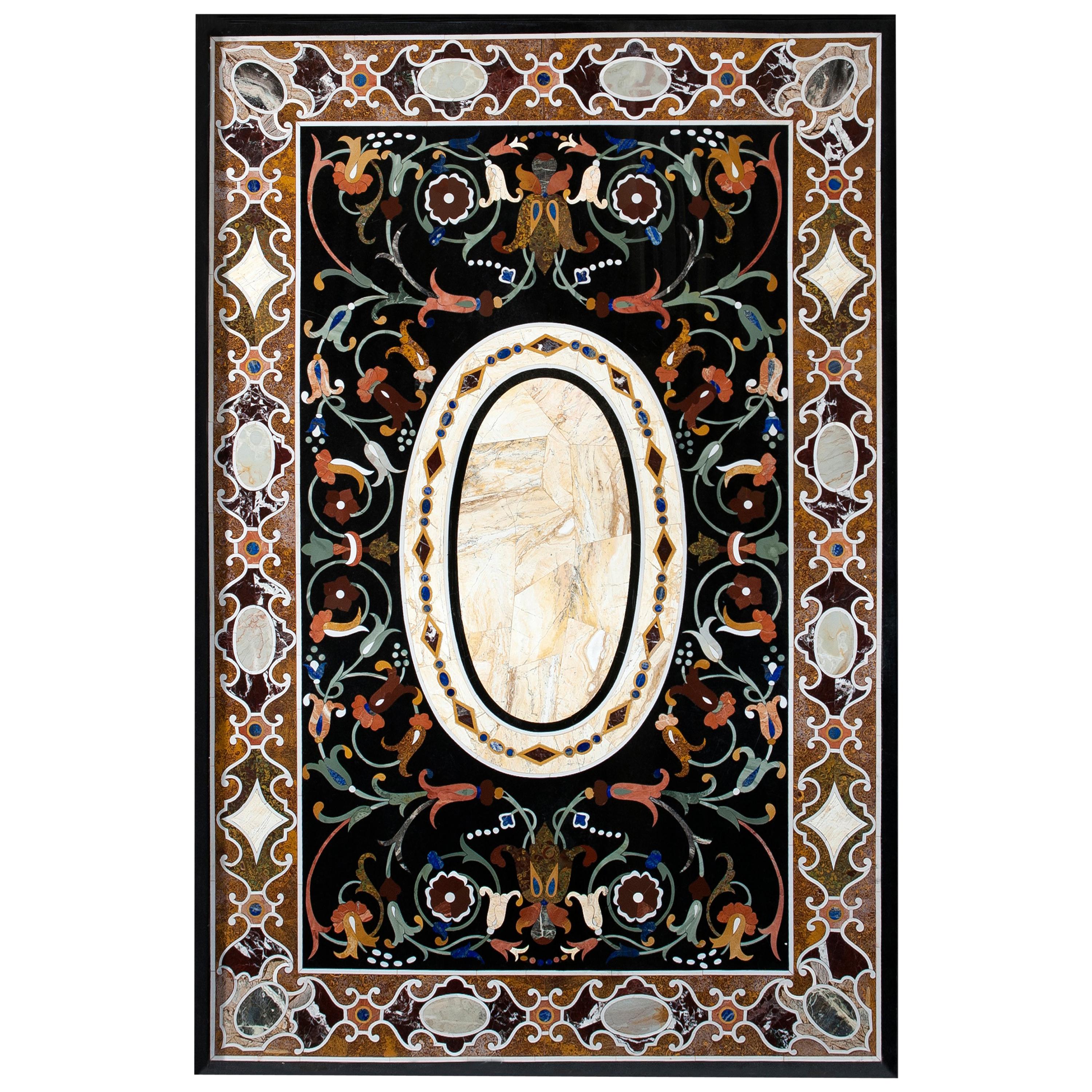 Plateau de table "Pietra Dura", marbre et pierres dures, vers la fin du 20e siècle en vente