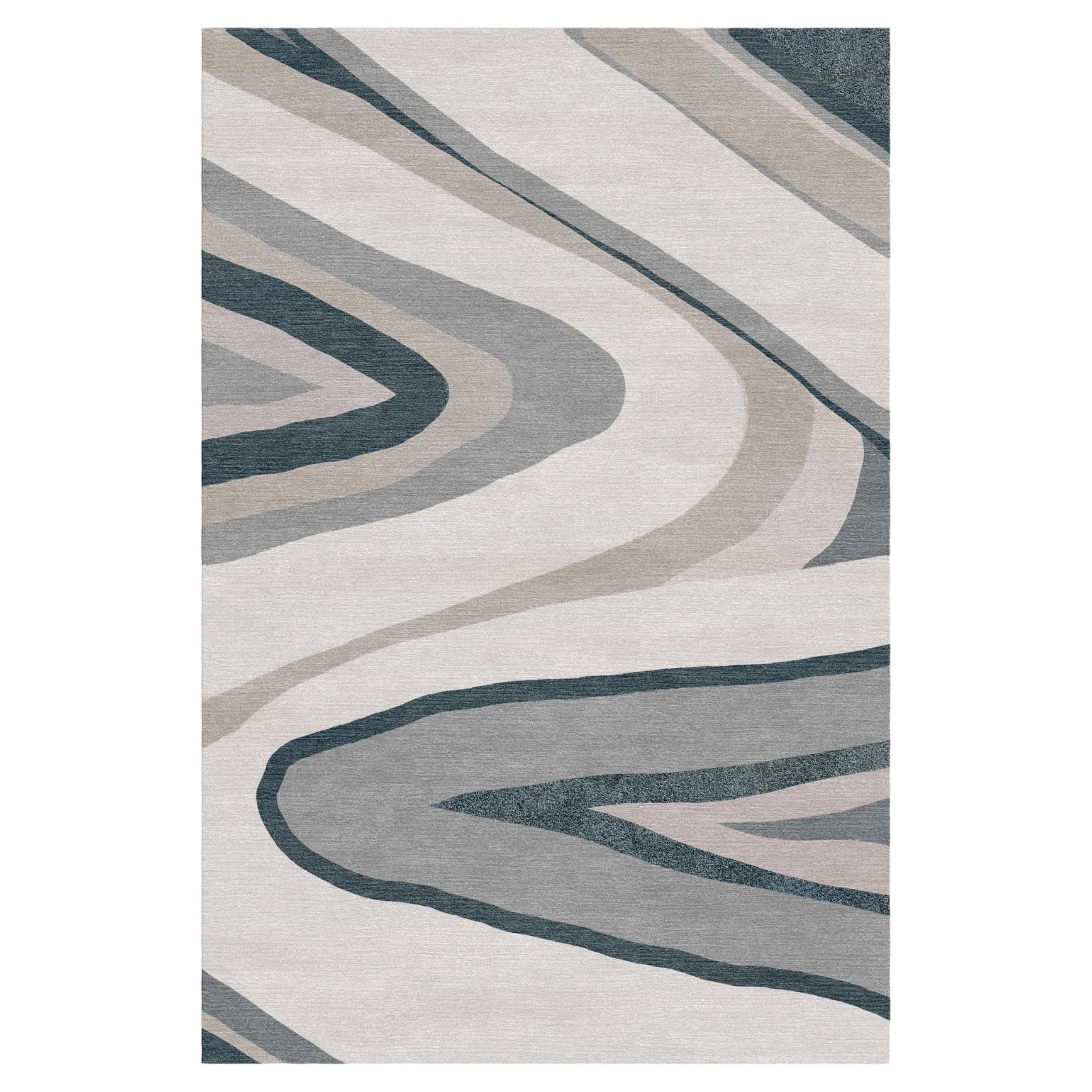 Pietra, handgetufteter grauer Teppich von Giulio Brambilla im Angebot